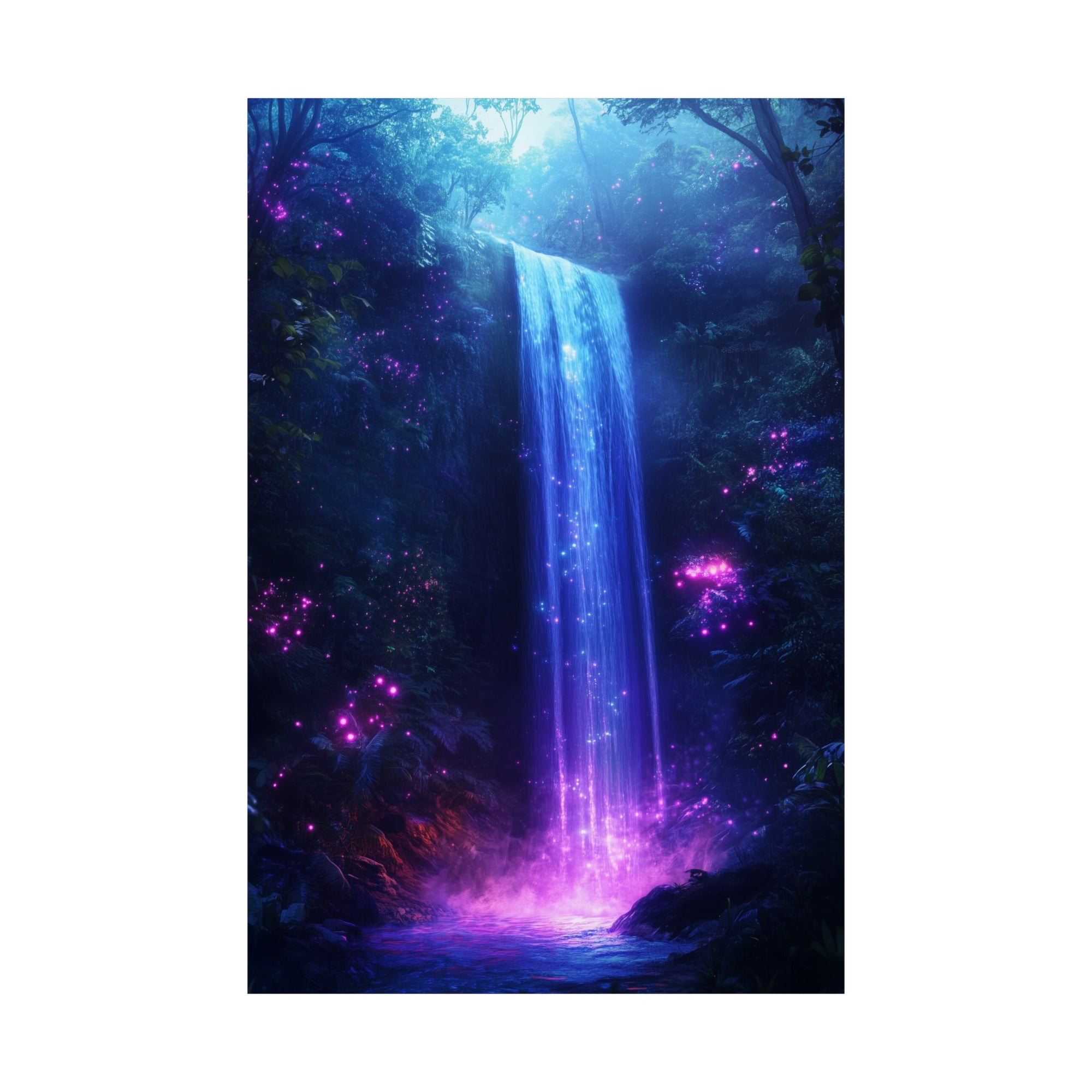 Enchanted Waterfall Oasis Poster Wall Art - SynthFrame