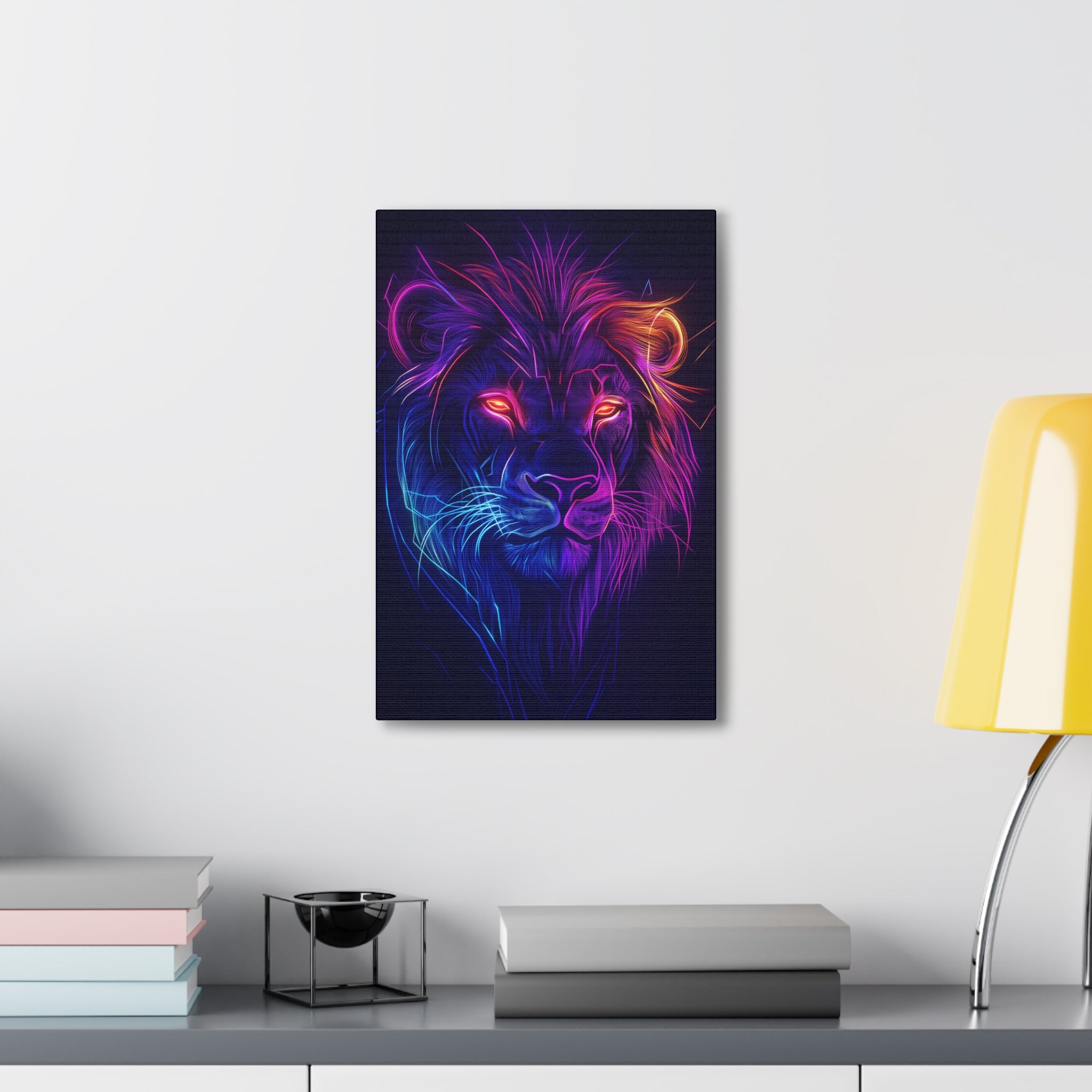 Neon Lion Canvas Wall Art - SynthFrame