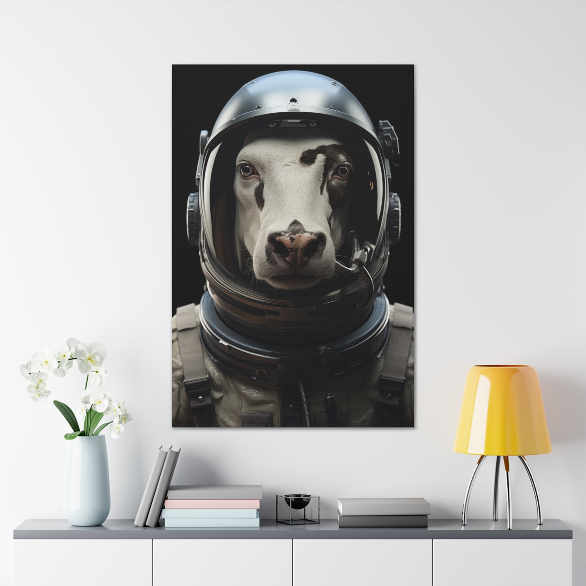 AstroCow 1 Canvas Wall Art - SynthFrame