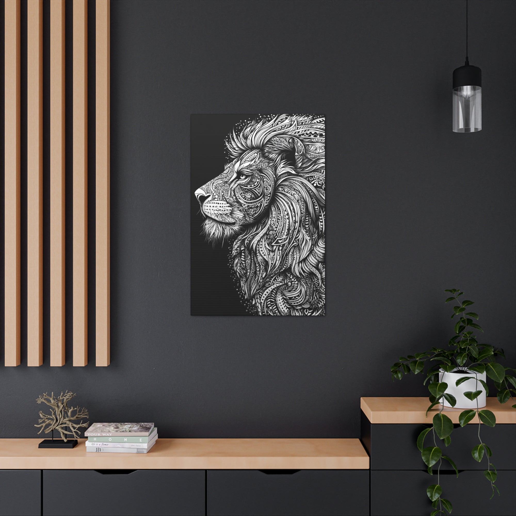 Zentangle Lion Canvas Wall Art - SynthFrame