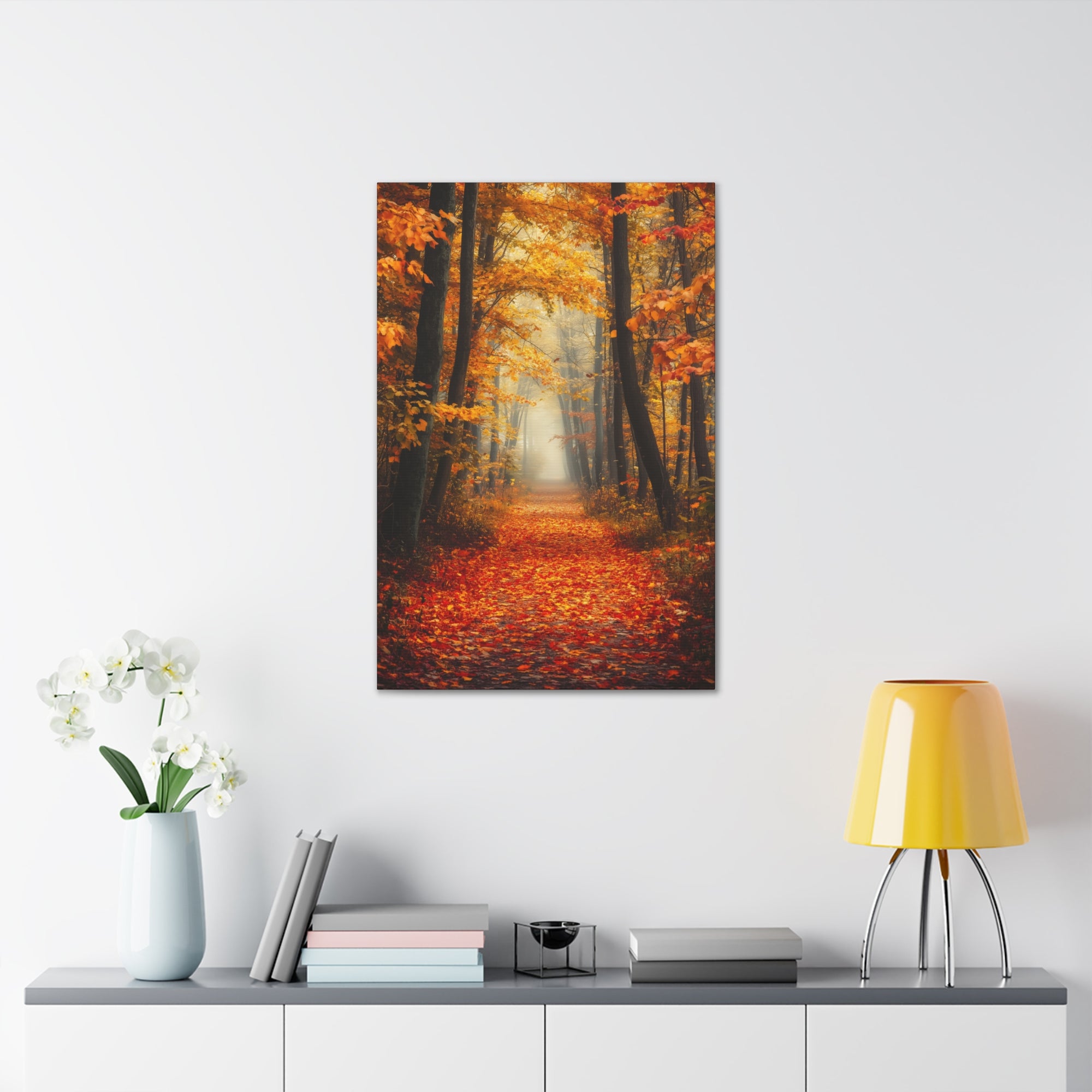 Autumn Forest Path Canvas Wall Art - SynthFrame