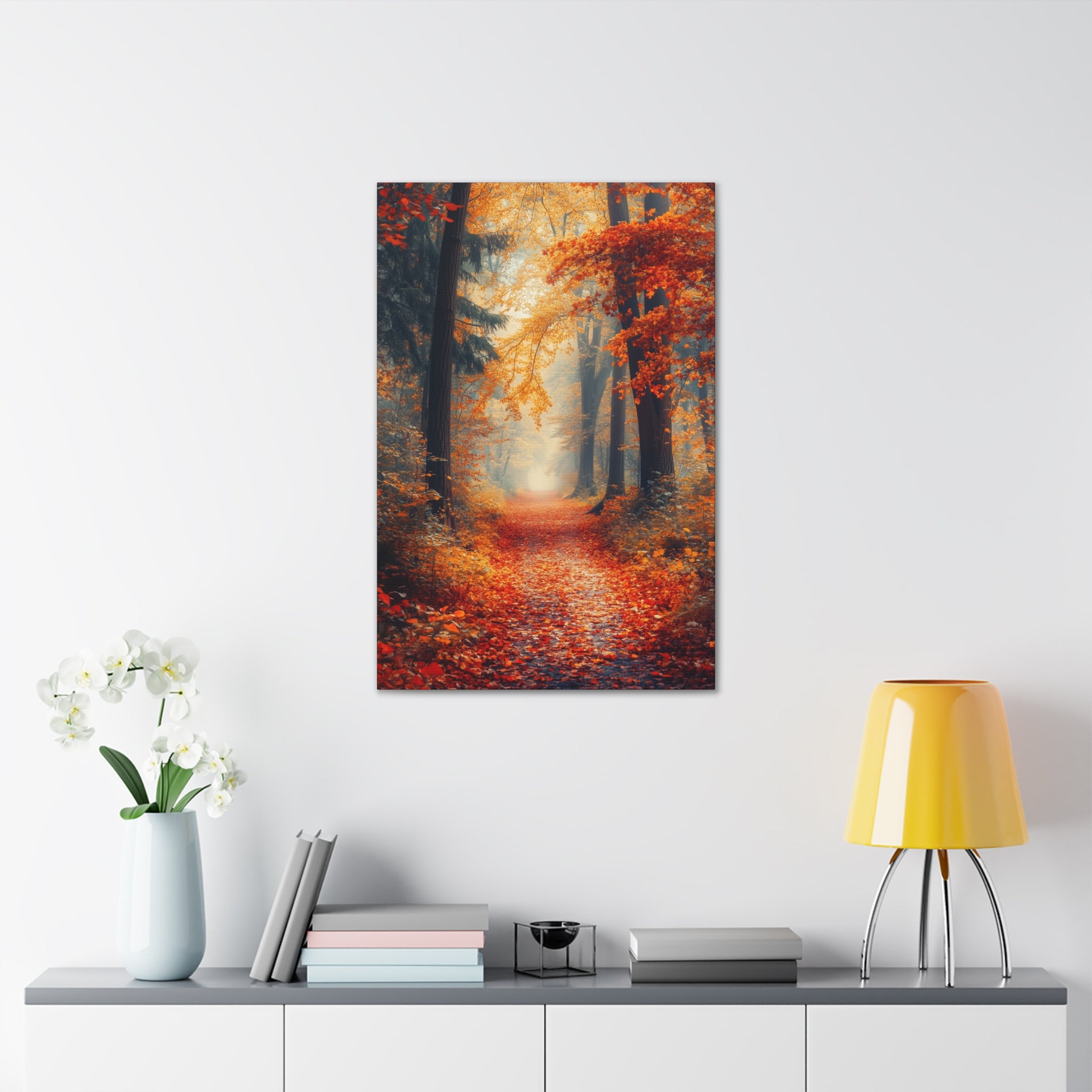 Autumn Forest Path Canvas Wall Art - SynthFrame