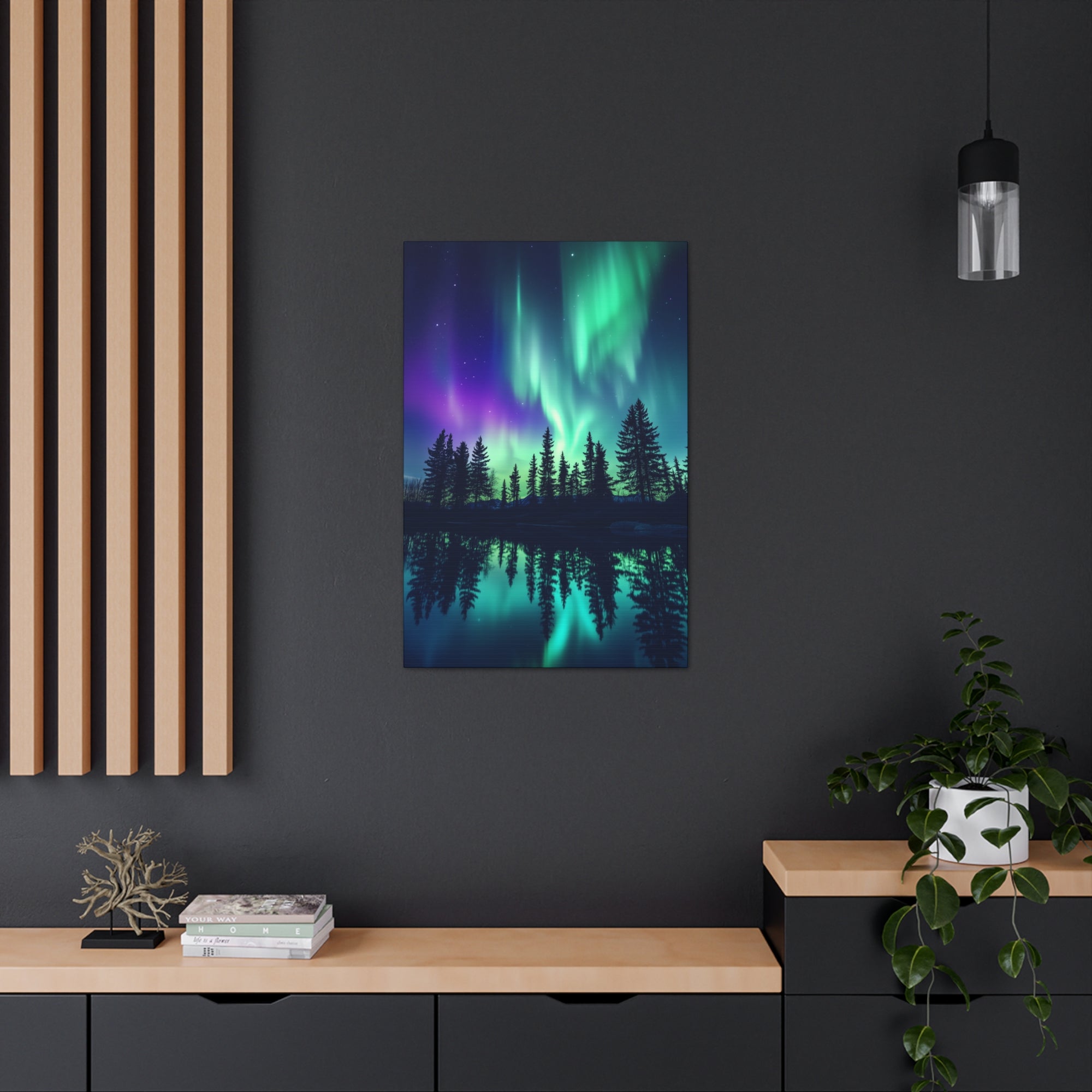 Northern Lights Wonder Canvas Wall Art - SynthFrame