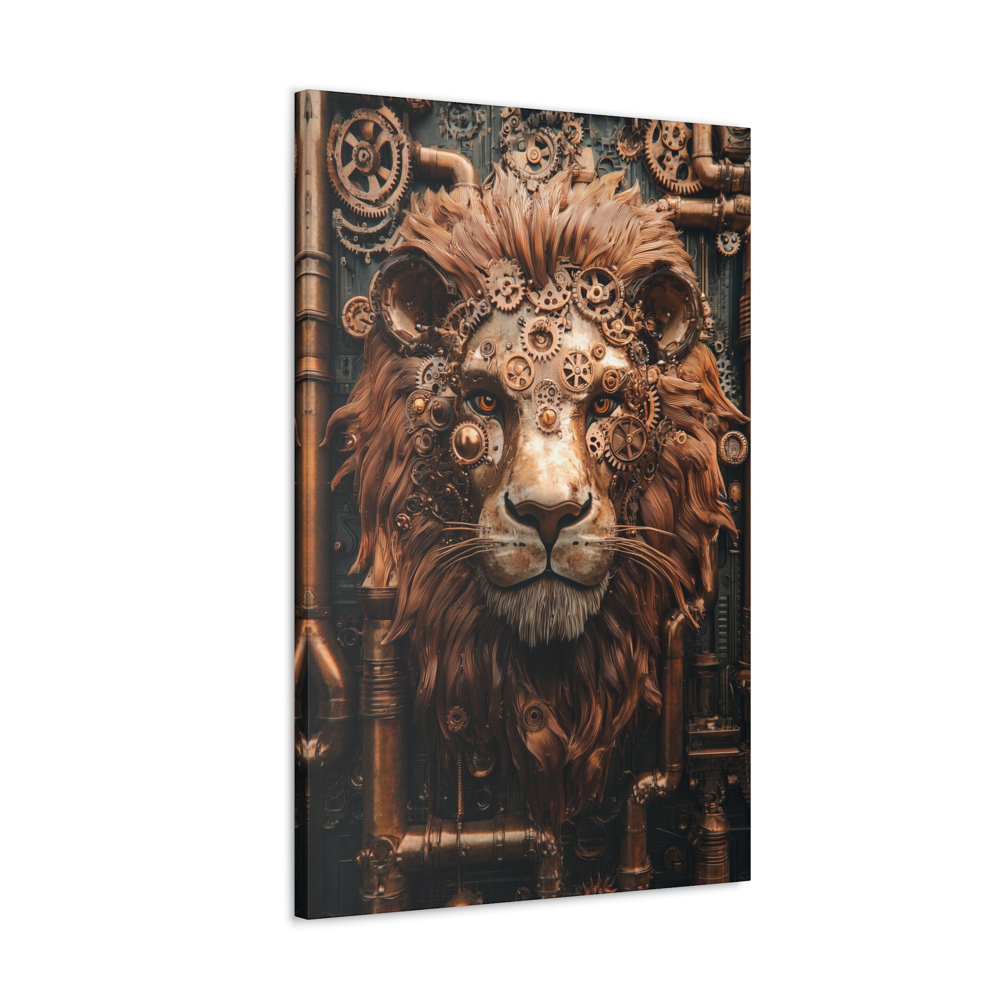 Steampunk Lion Canvas Wall Art - SynthFrame