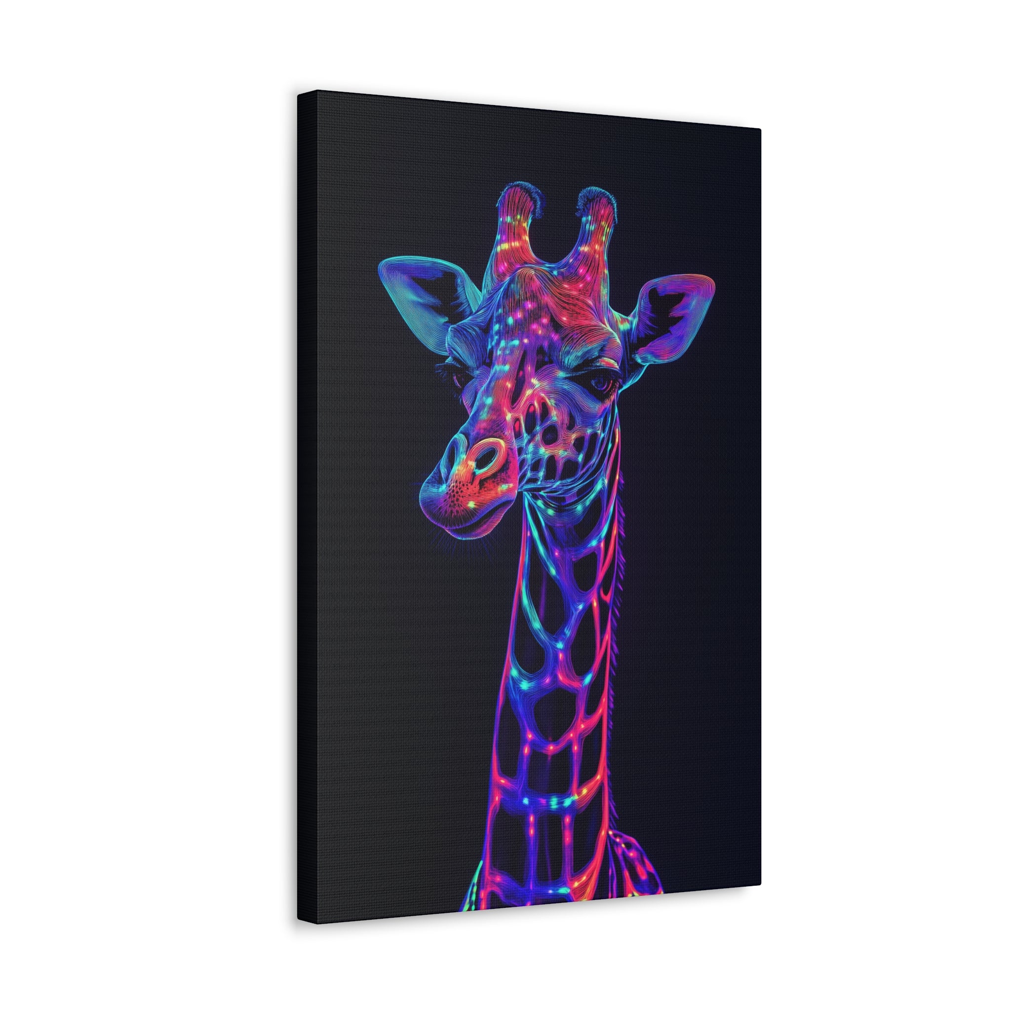 Neon Giraffe Canvas Wall Art - SynthFrame