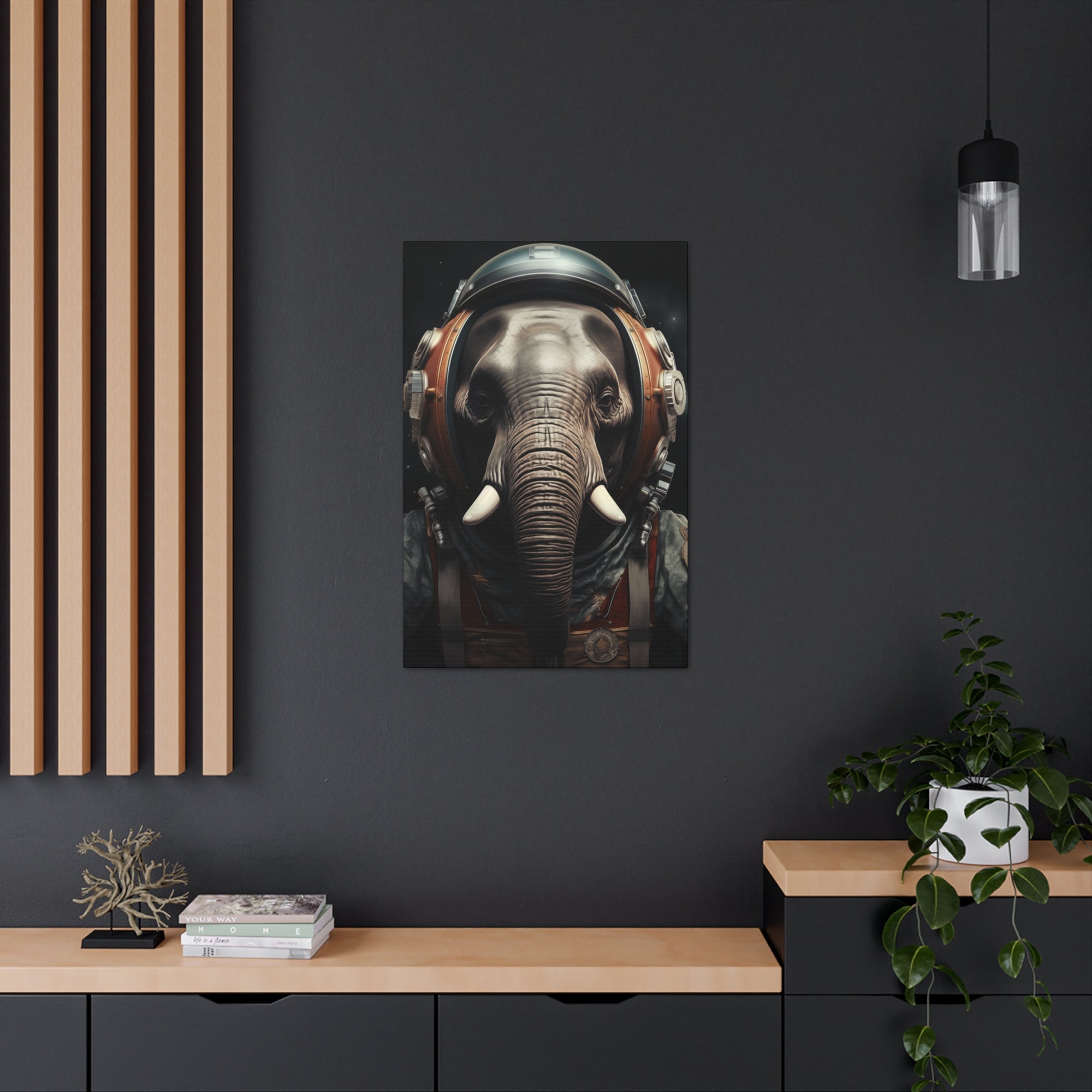 AstroElephant 2 Canvas Wall Art - SynthFrame