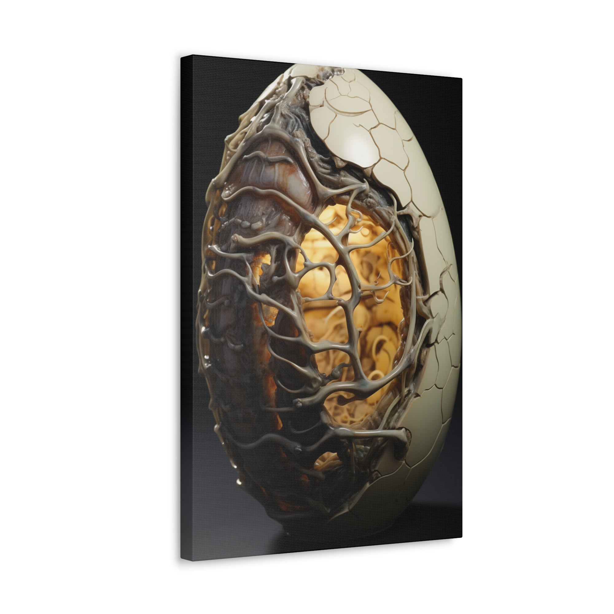 White Alien Egg 8 Canvas Wall Art - SynthFrame