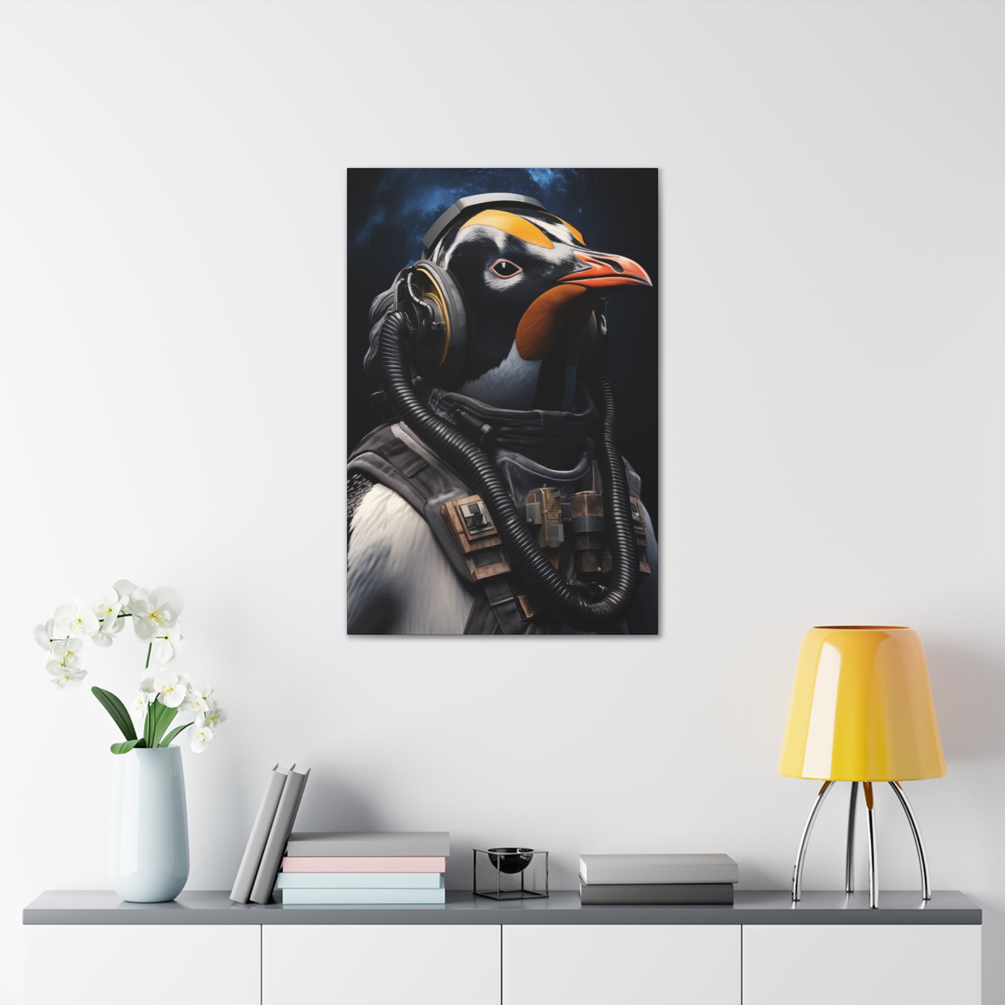 AstroPenguin 2 Canvas Wall Art - SynthFrame