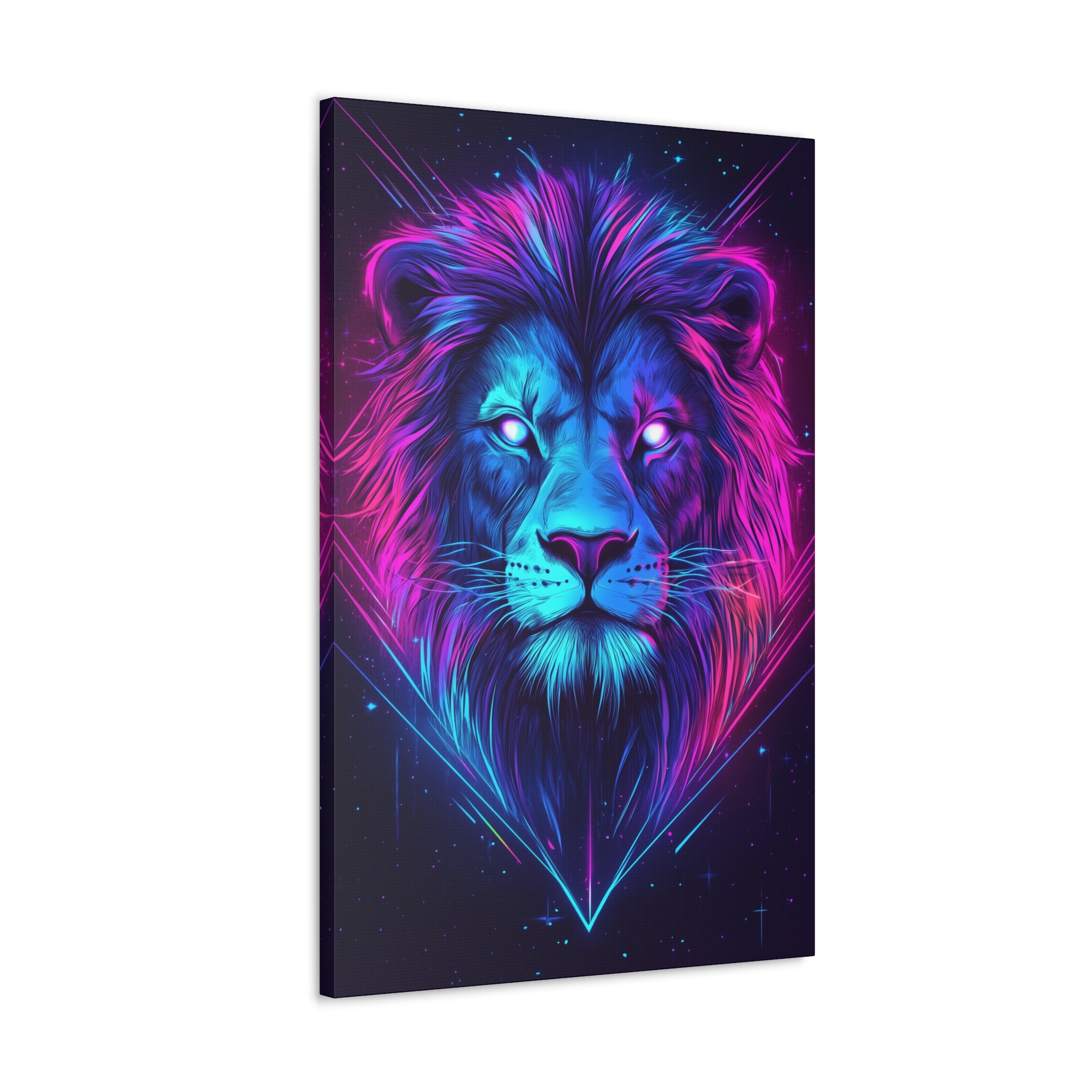 Neon Lion Canvas Wall Art - SynthFrame