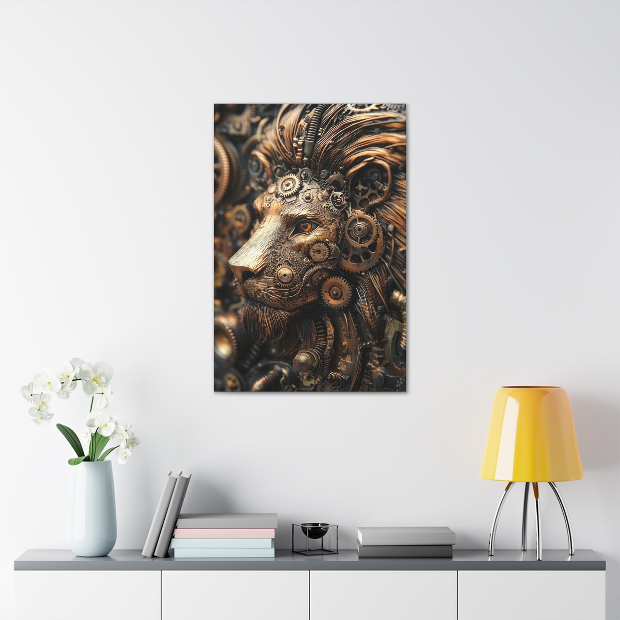 Steampunk Lion Canvas Wall Art - SynthFrame