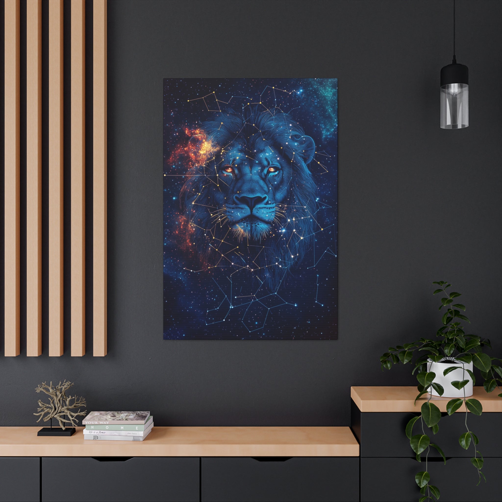 Constellation Lion Canvas Wall Art - SynthFrame