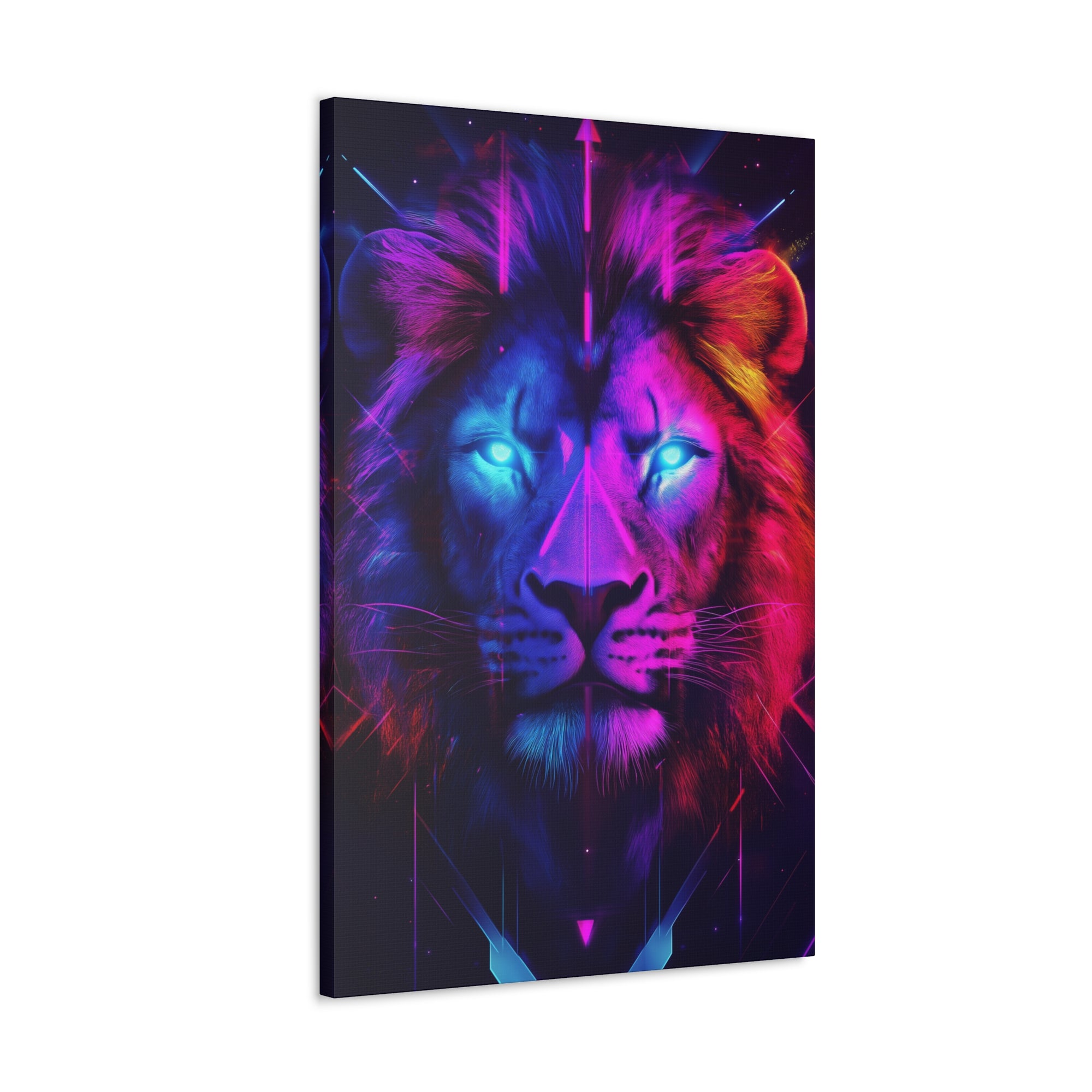 Neon Lion Canvas Wall Art - SynthFrame