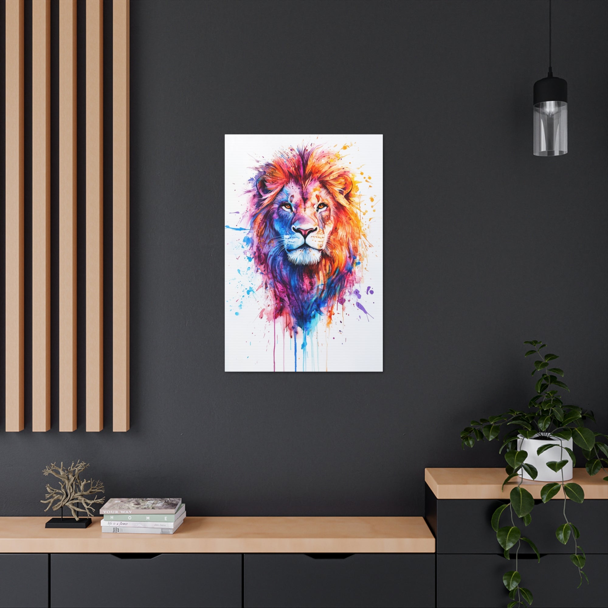 Watercolor Lion Canvas Wall Art - SynthFrame