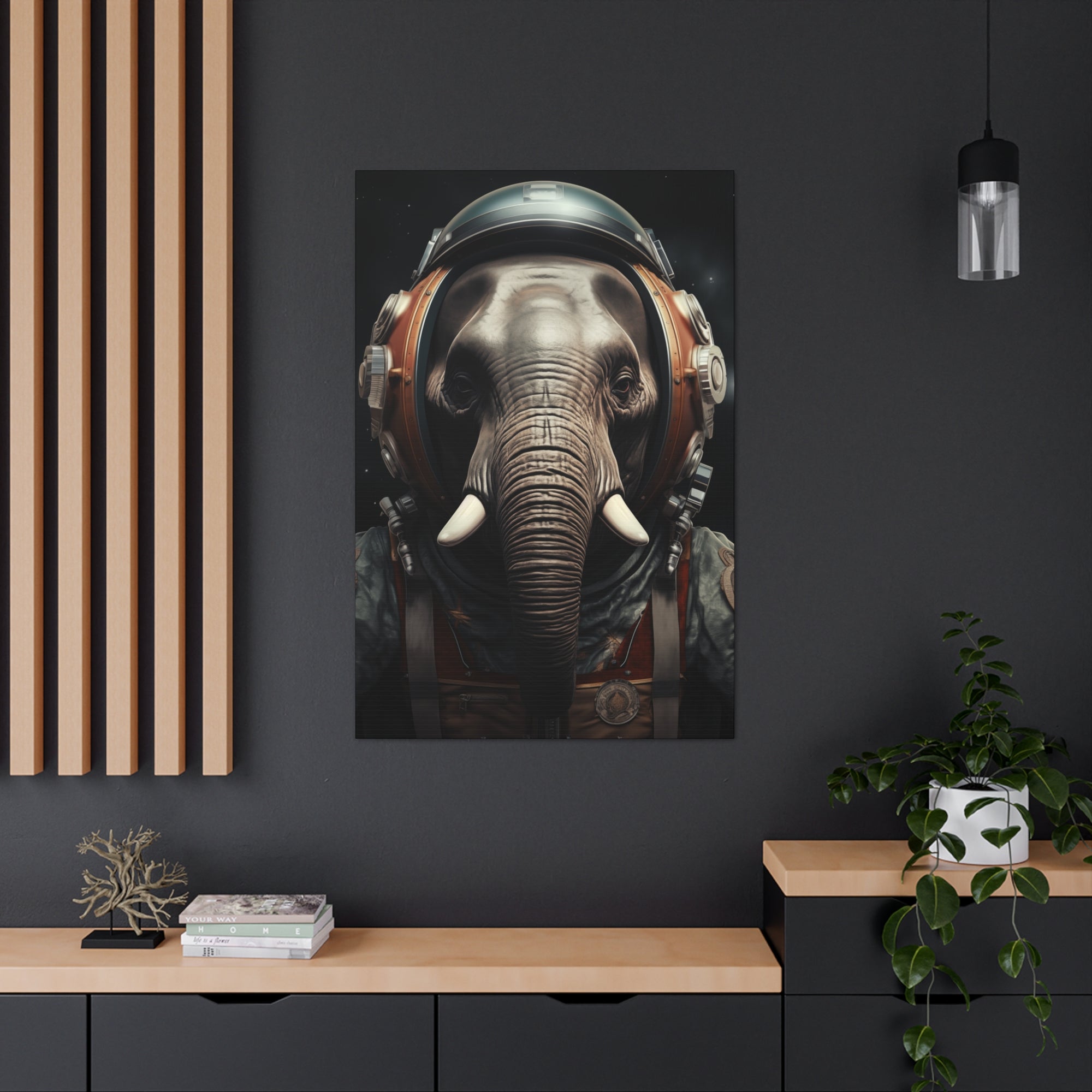 AstroElephant 2 Canvas Wall Art - SynthFrame