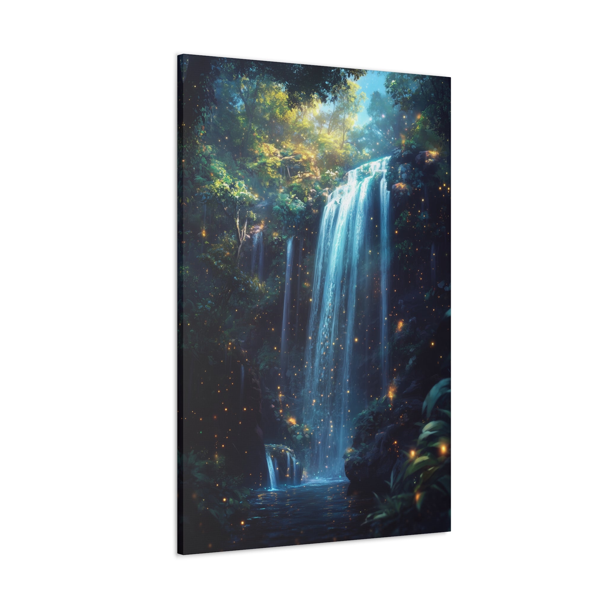 Enchanted Waterfall Oasis Canvas Wall Art - SynthFrame