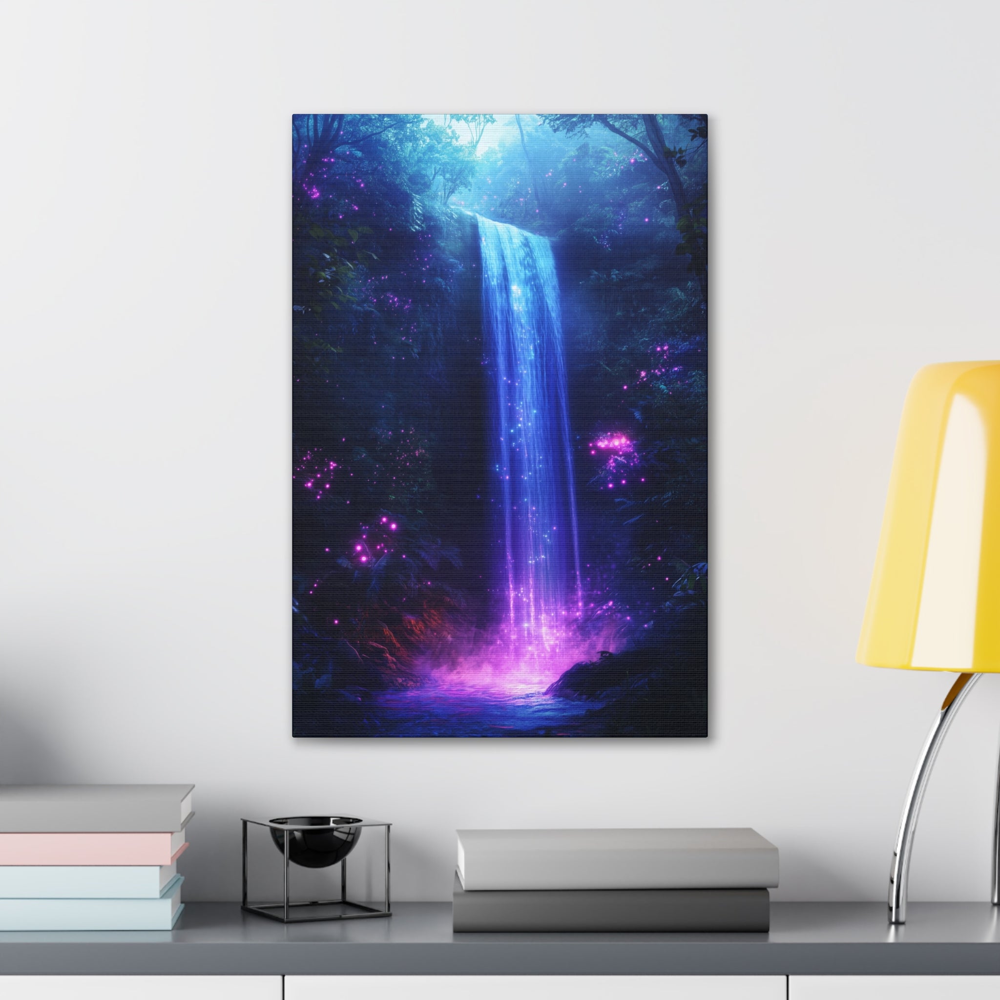 Enchanted Waterfall Oasis Canvas Wall Art - SynthFrame