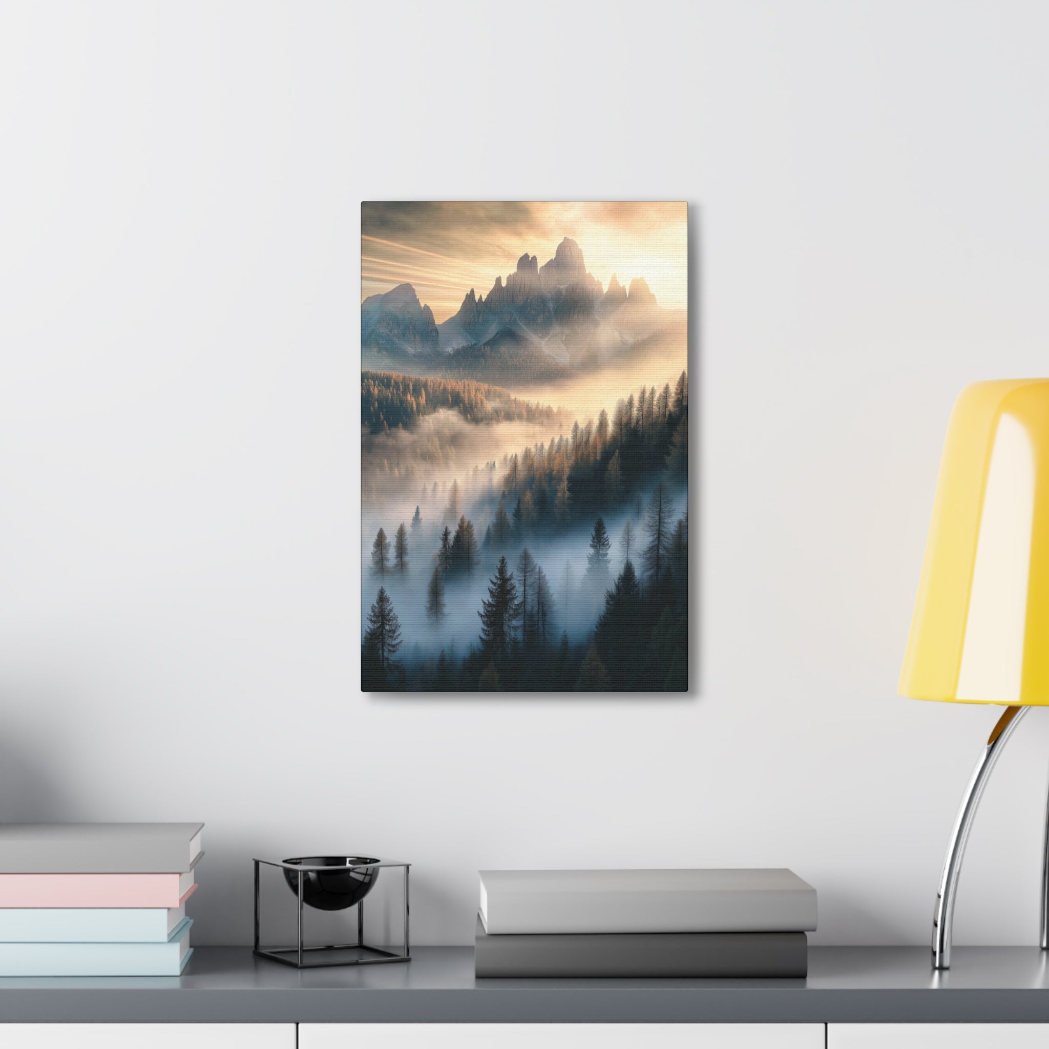 Misty Mountain Dreamscape Canvas Wall Art - SynthFrame