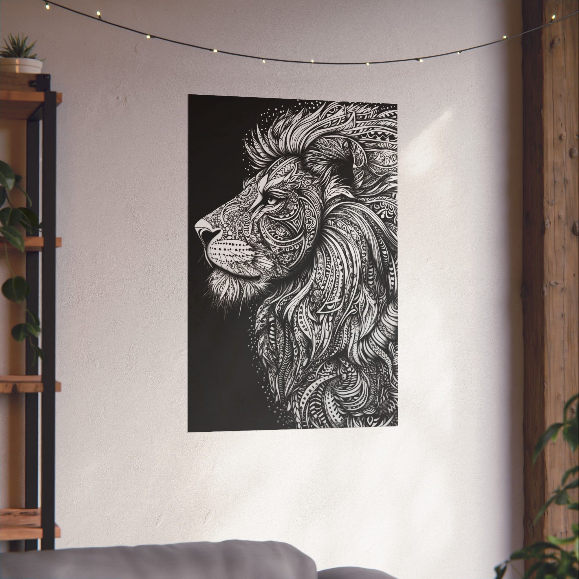 Zentangle Lion Poster