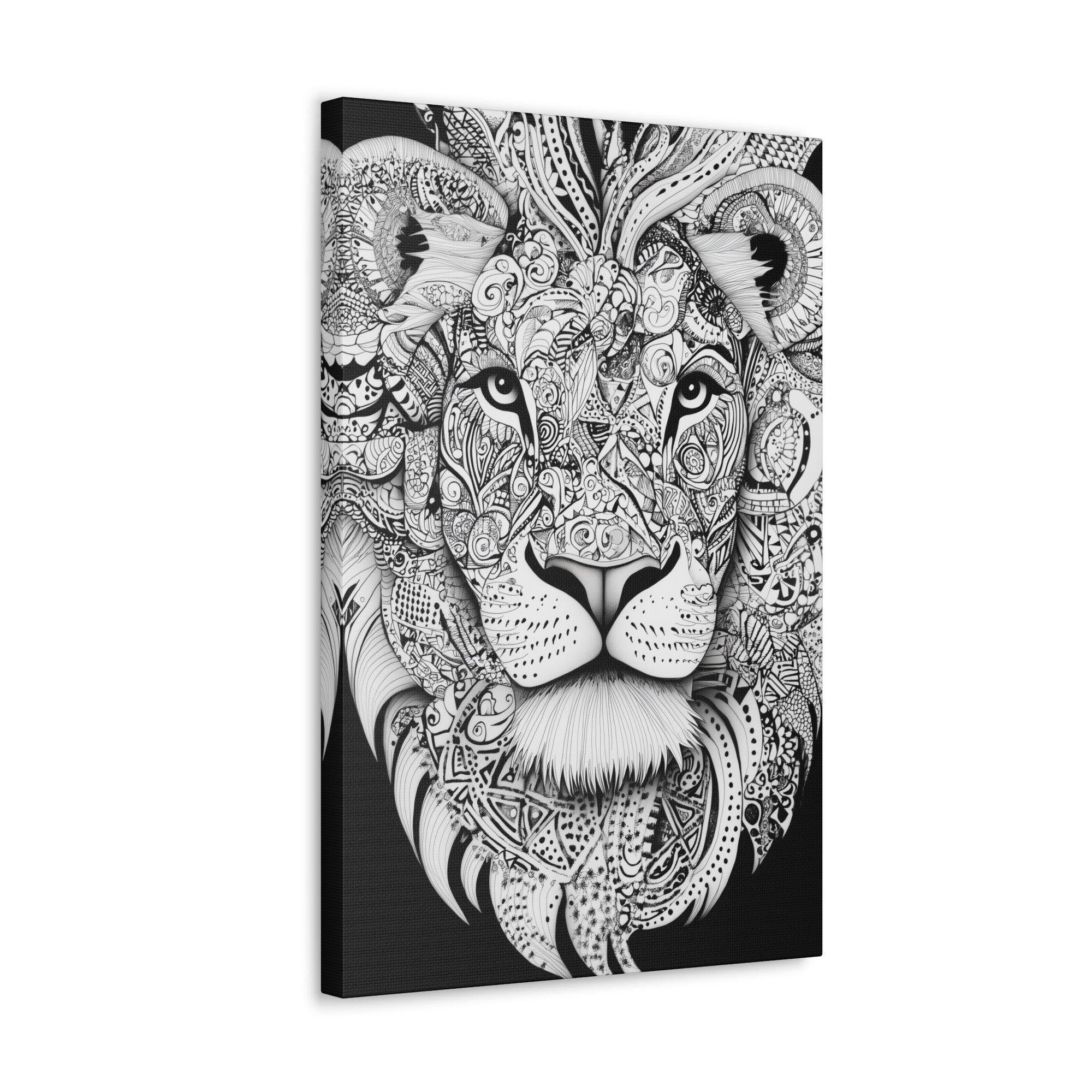 Zentangle Lion Canvas Wall Art - SynthFrame