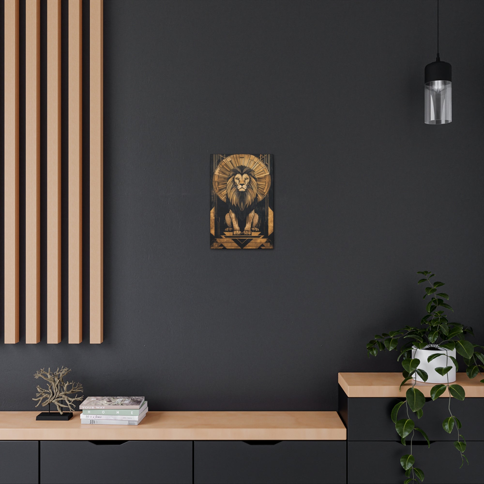 Gilded Lion Canvas Wall Art - SynthFrame