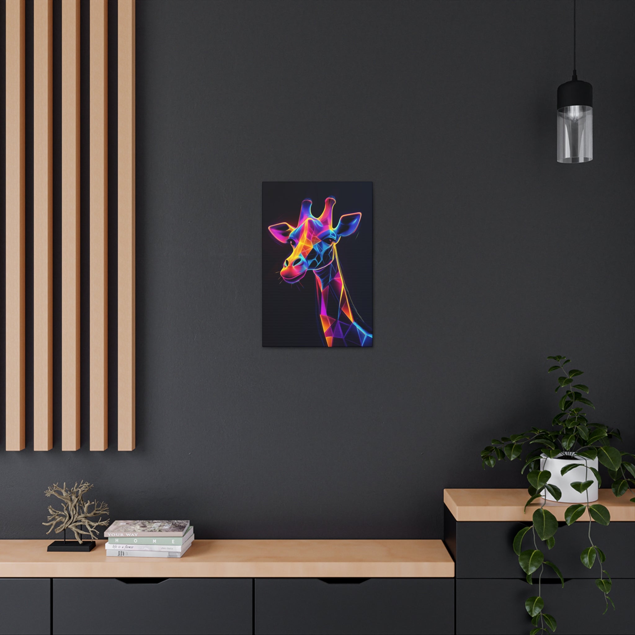 Neon Giraffe Canvas Wall Art - SynthFrame