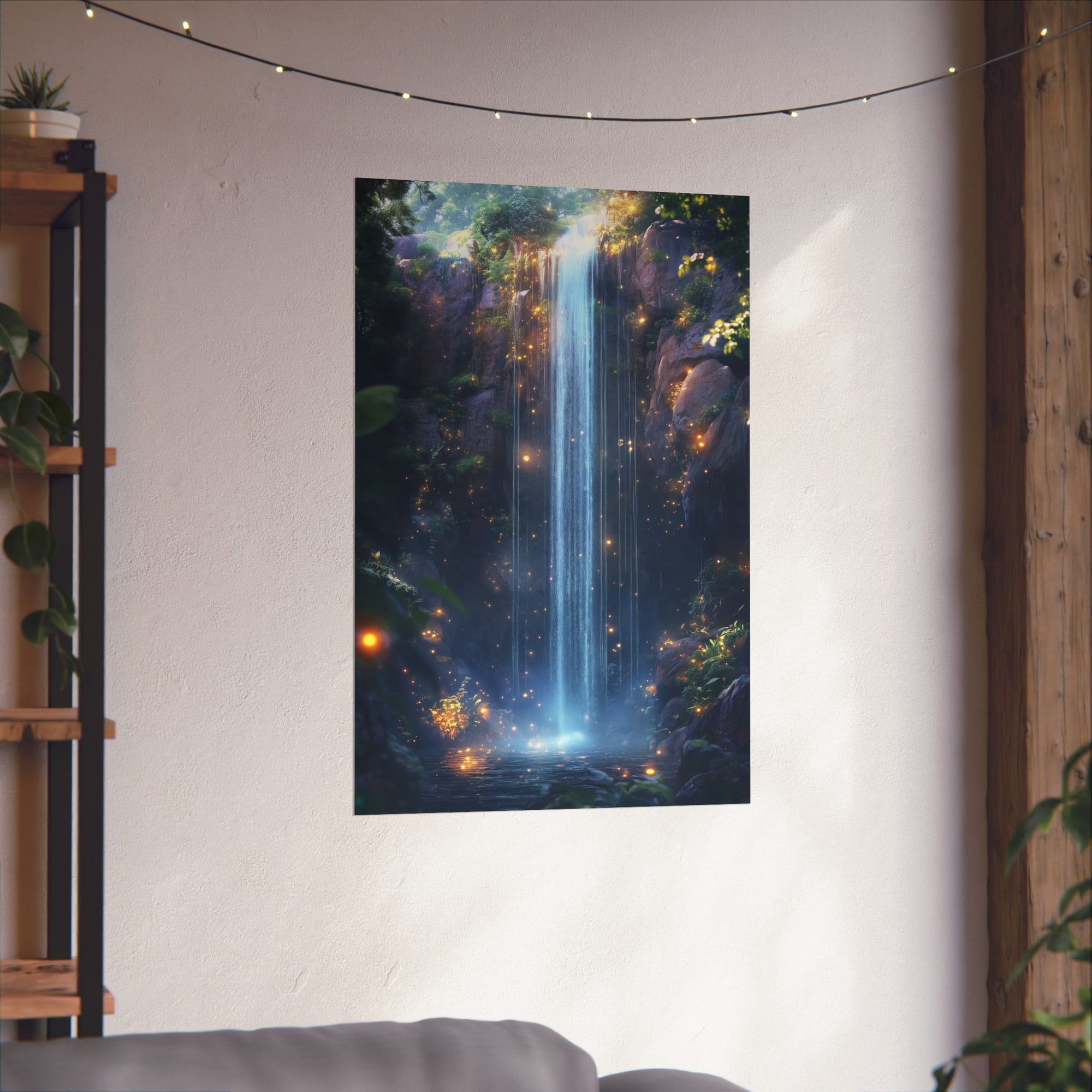 Enchanted Waterfall Oasis Poster Wall Art - SynthFrame