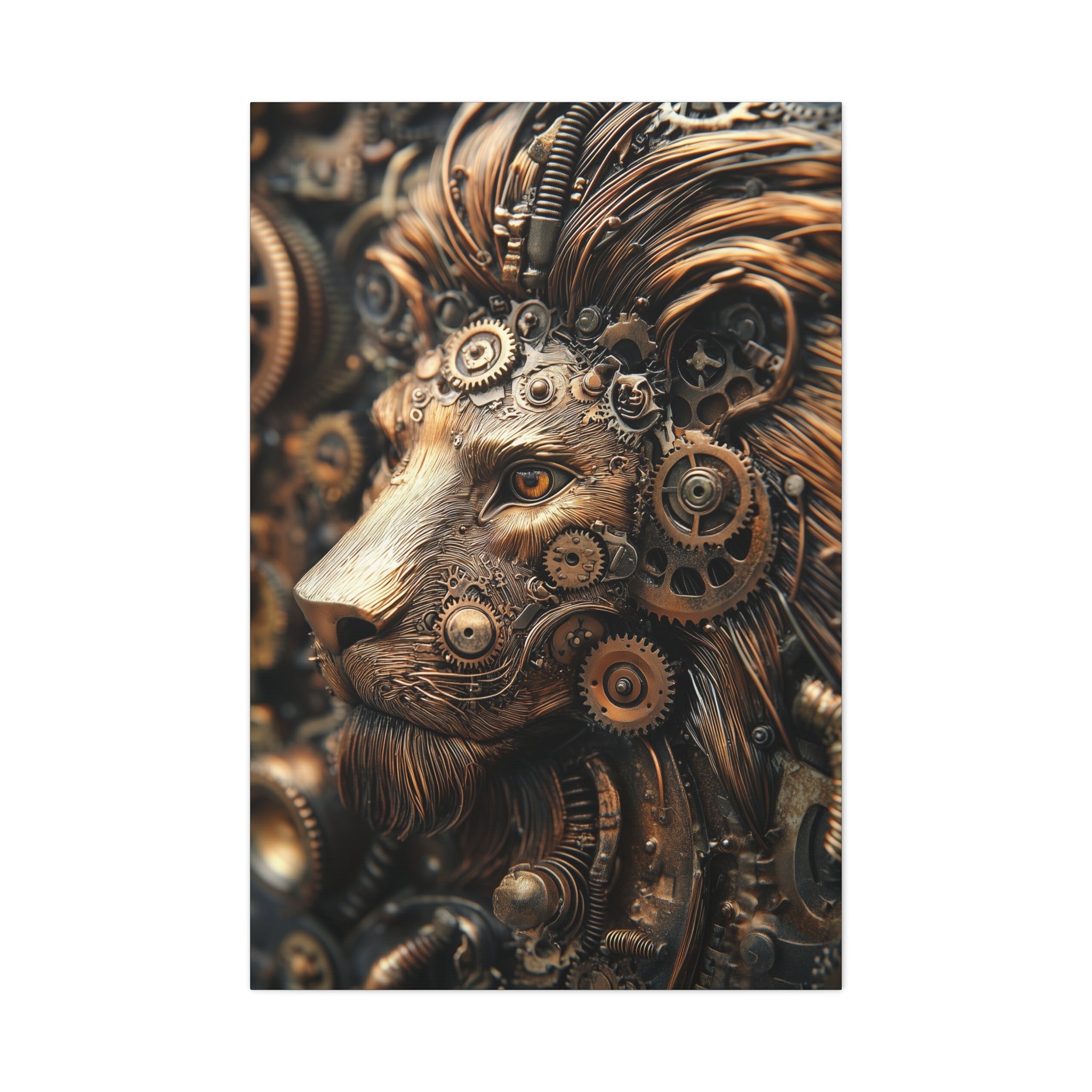 Steampunk Lion Canvas Wall Art - SynthFrame