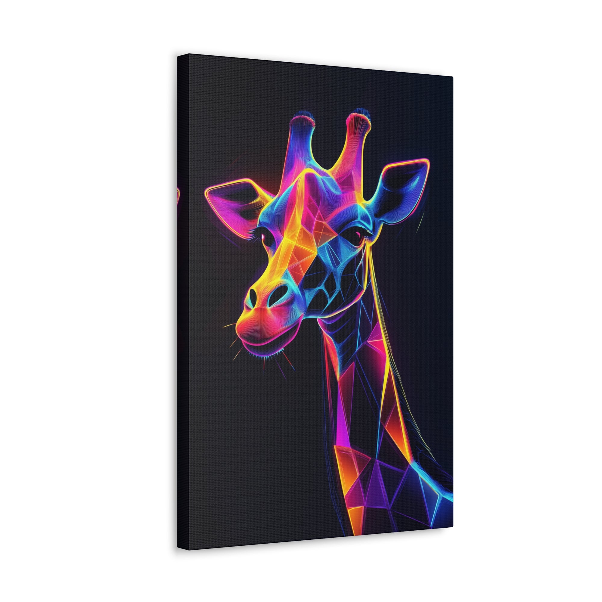 Neon Giraffe Canvas Wall Art - SynthFrame