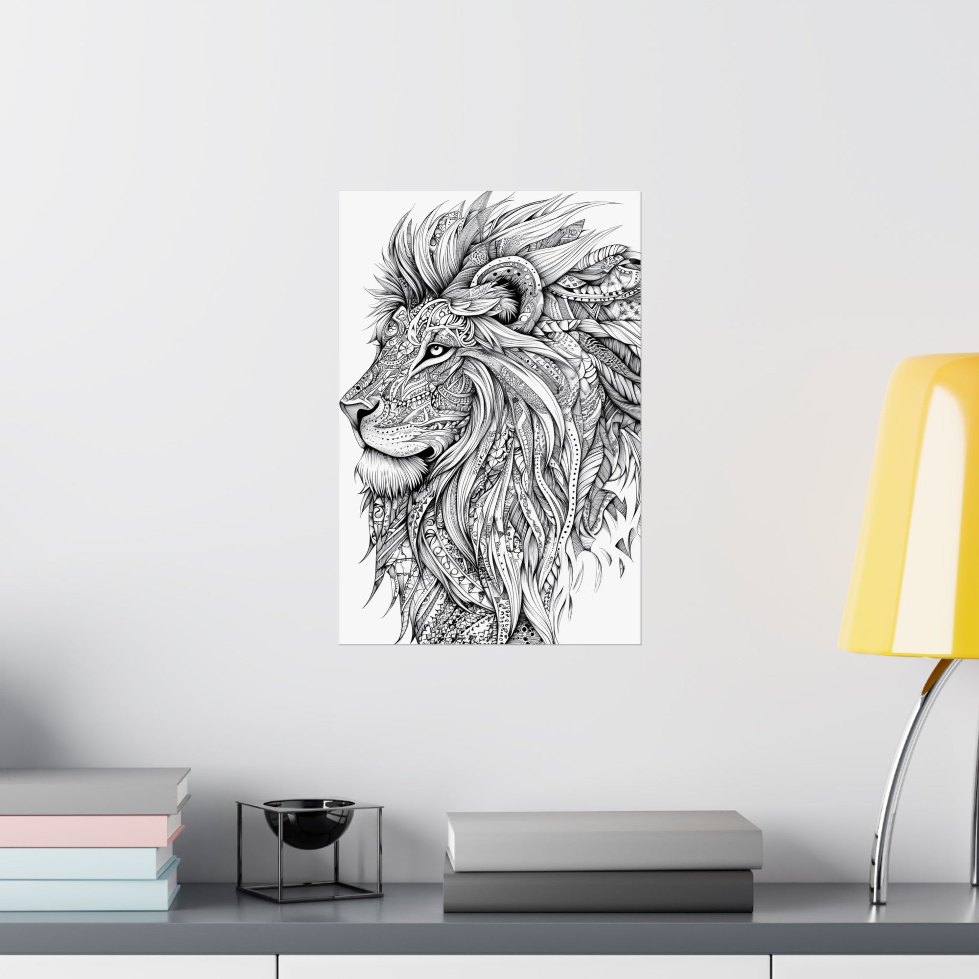 Zentangle Lion Poster