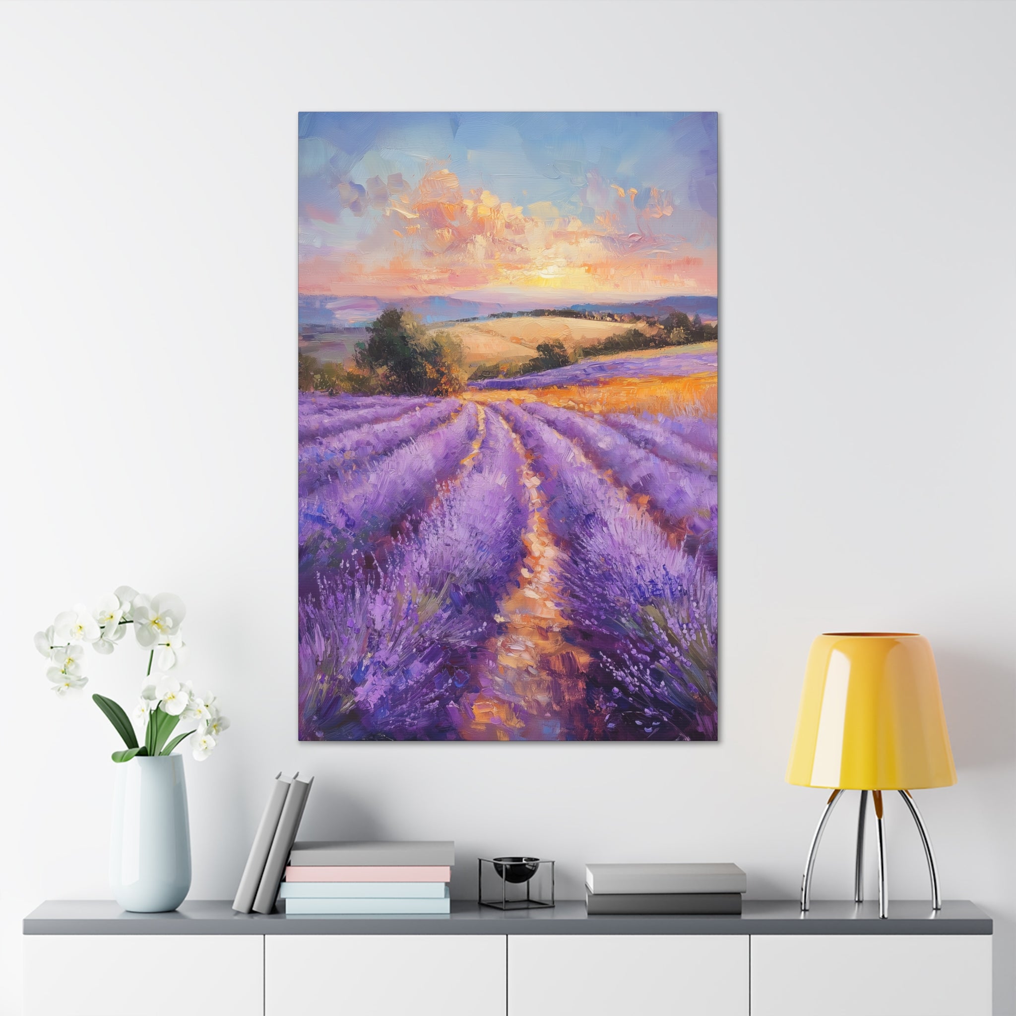 Impressionist Lavender Fields Canvas Wall Art - SynthFrame