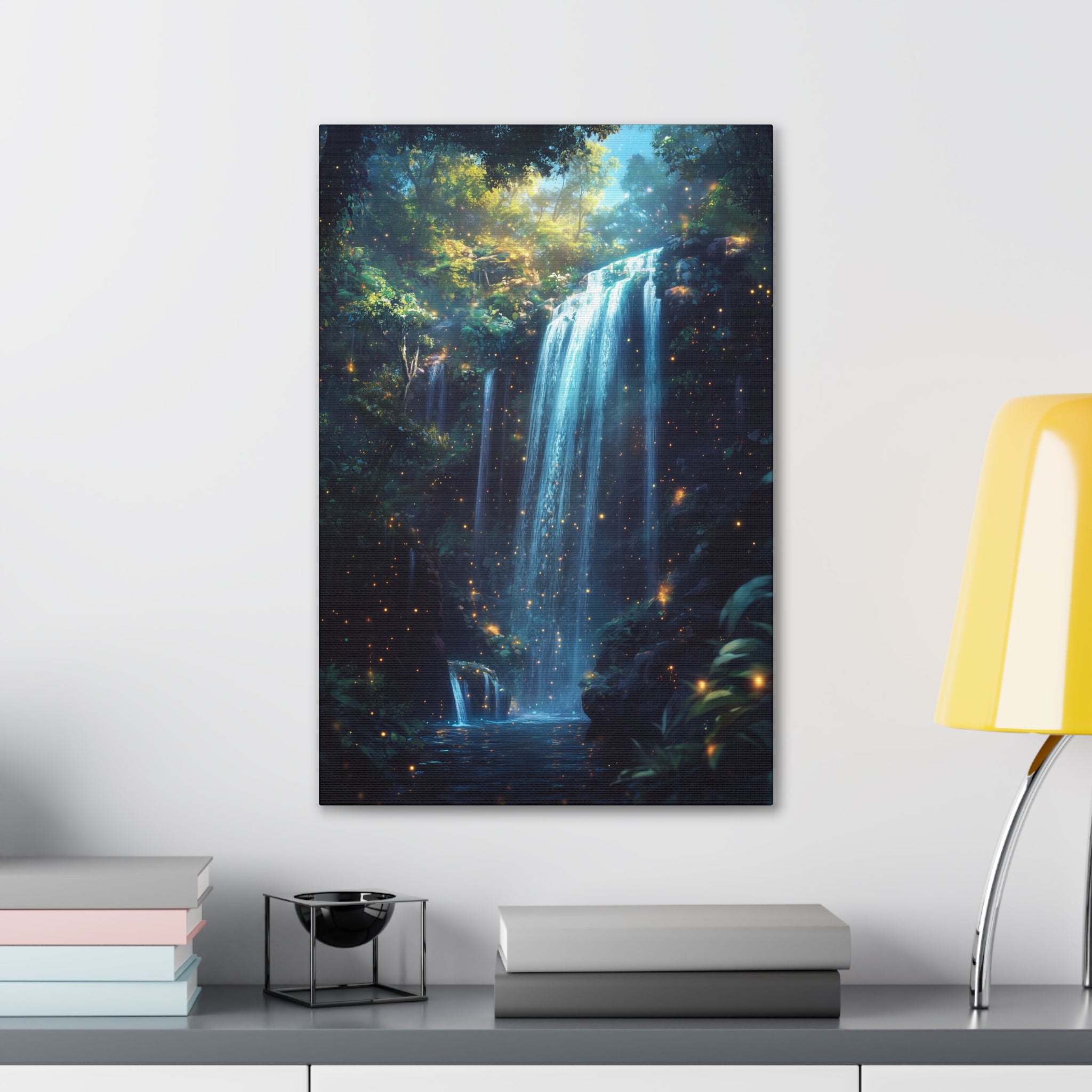 Enchanted Waterfall Oasis Canvas Wall Art - SynthFrame