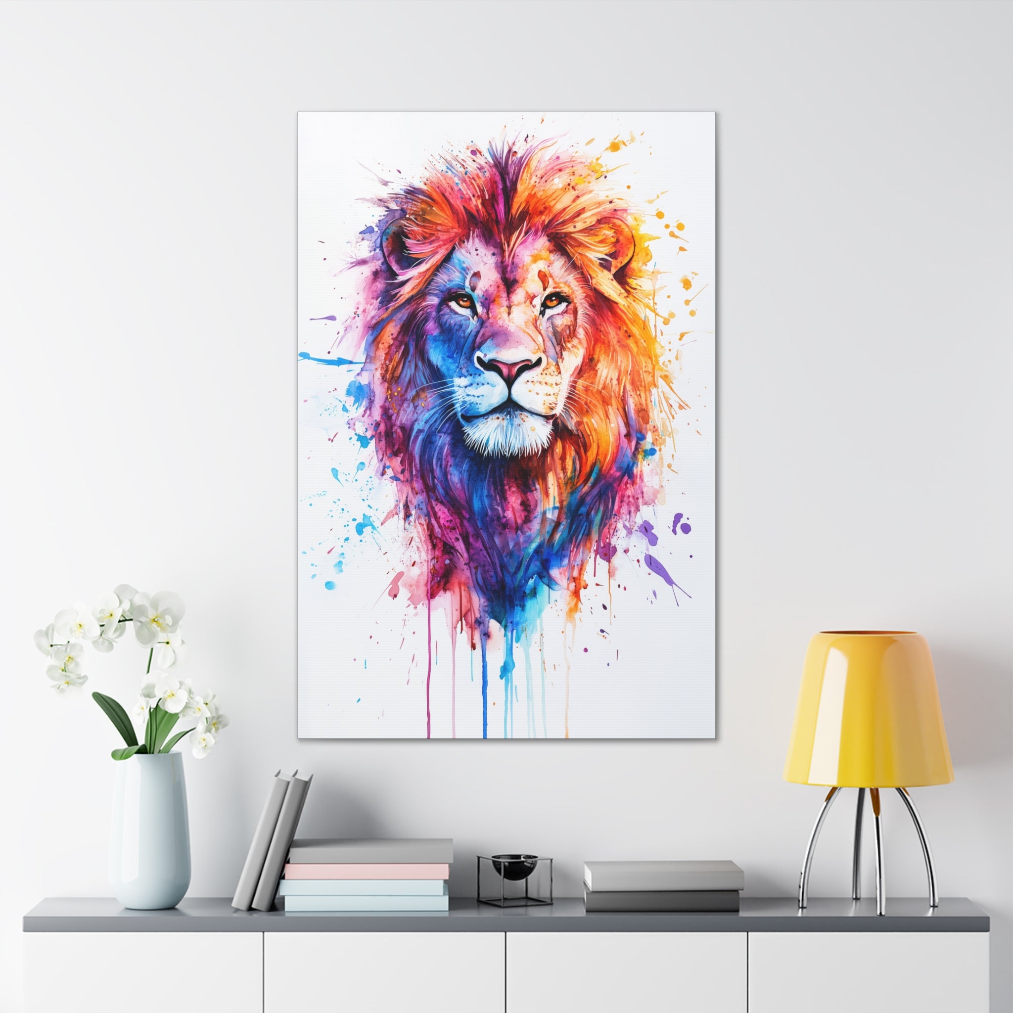 Watercolor Lion Canvas Wall Art - SynthFrame