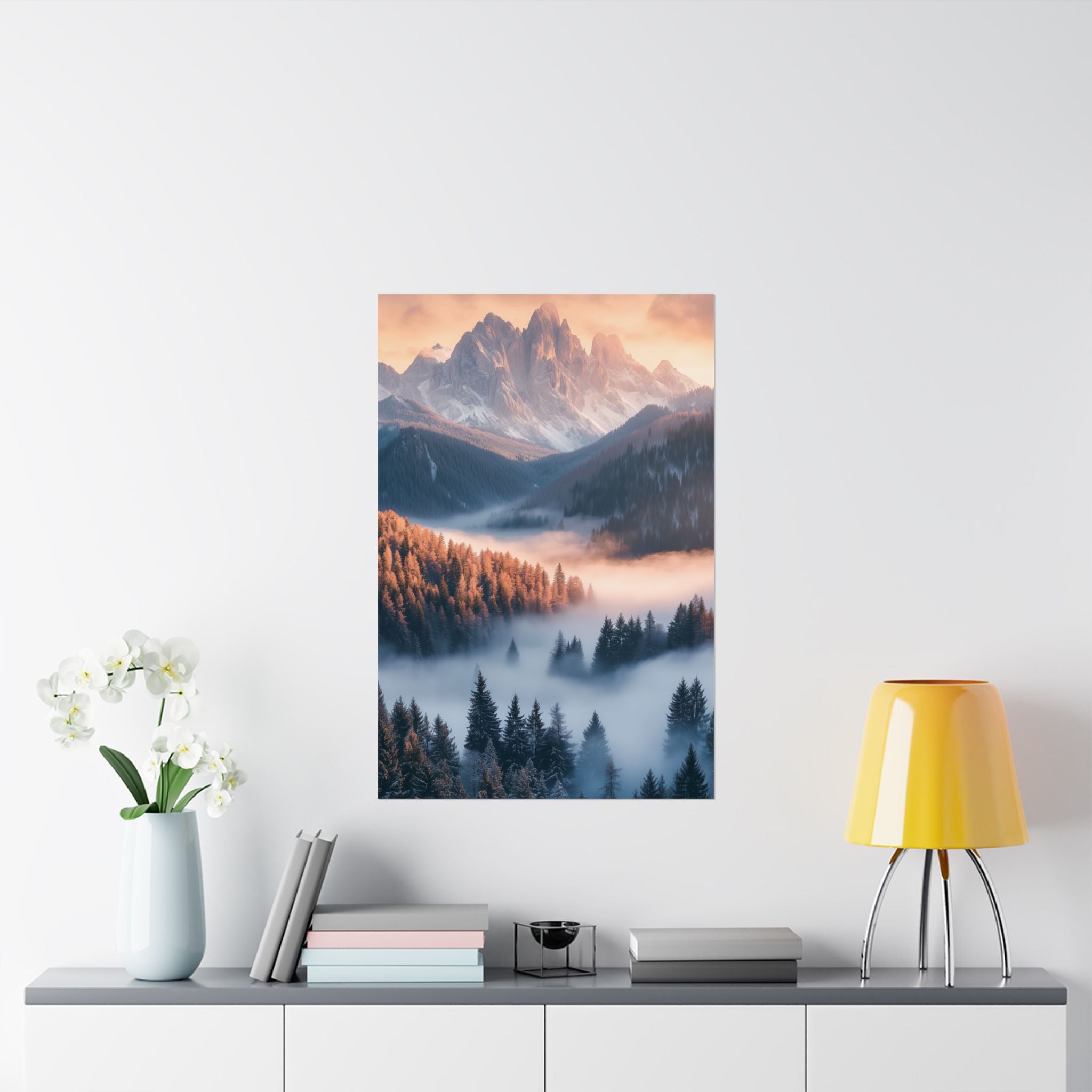 Misty Mountain Dreamscape Poster Wall Art - SynthFrame