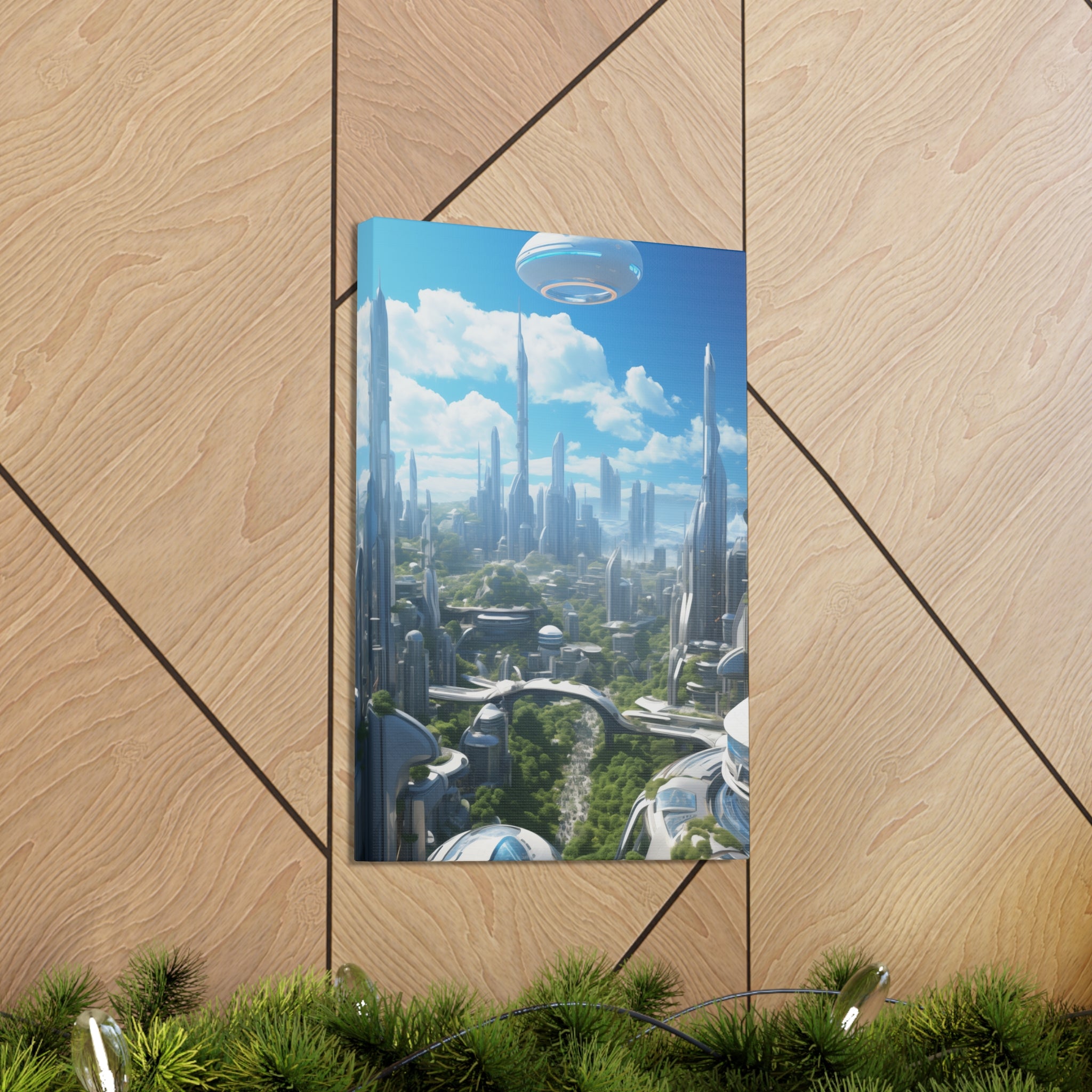 Futuristic Eco City 1 Canvas Wall Art - SynthFrame