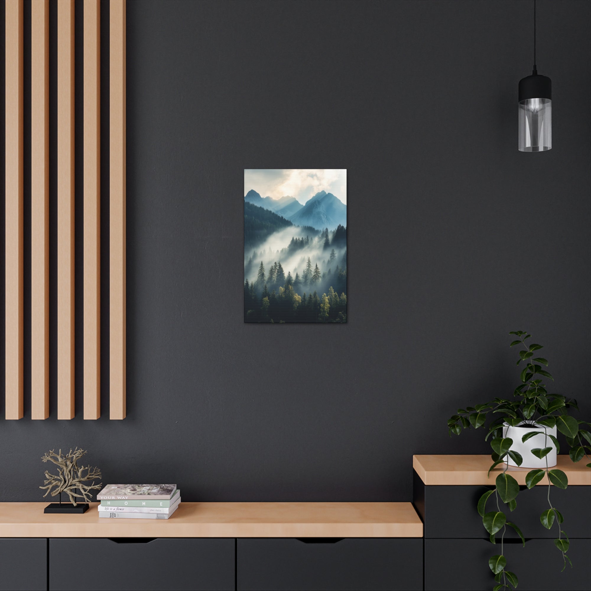 Misty Mountain Dreamscape Canvas Wall Art - SynthFrame