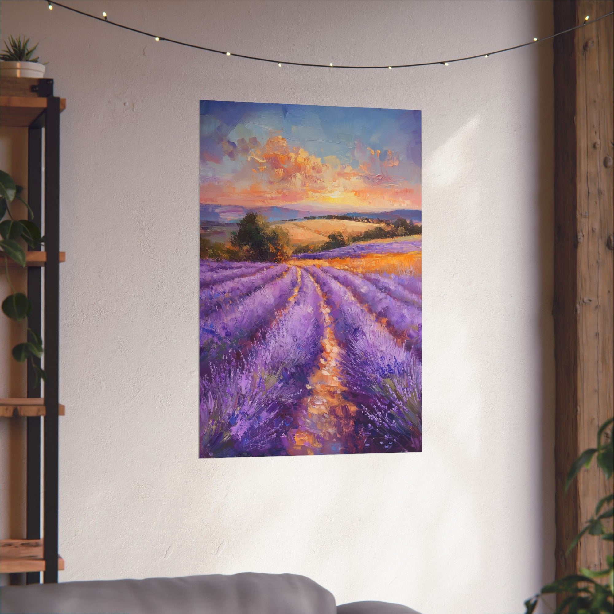 Impressionist Lavender Fields Poster Wall Art - SynthFrame