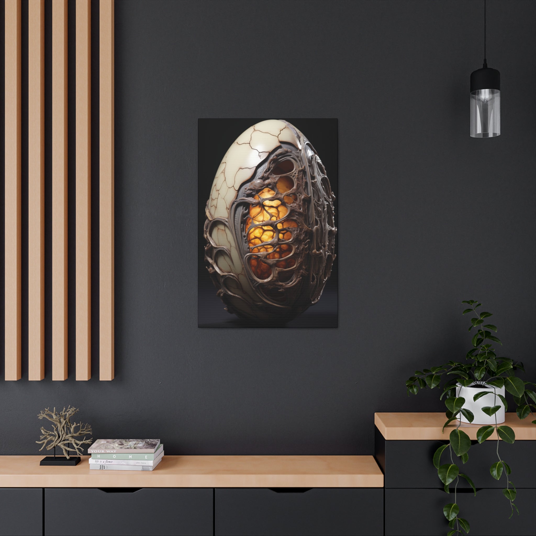 White Alien Egg 10 Canvas Wall Art - SynthFrame