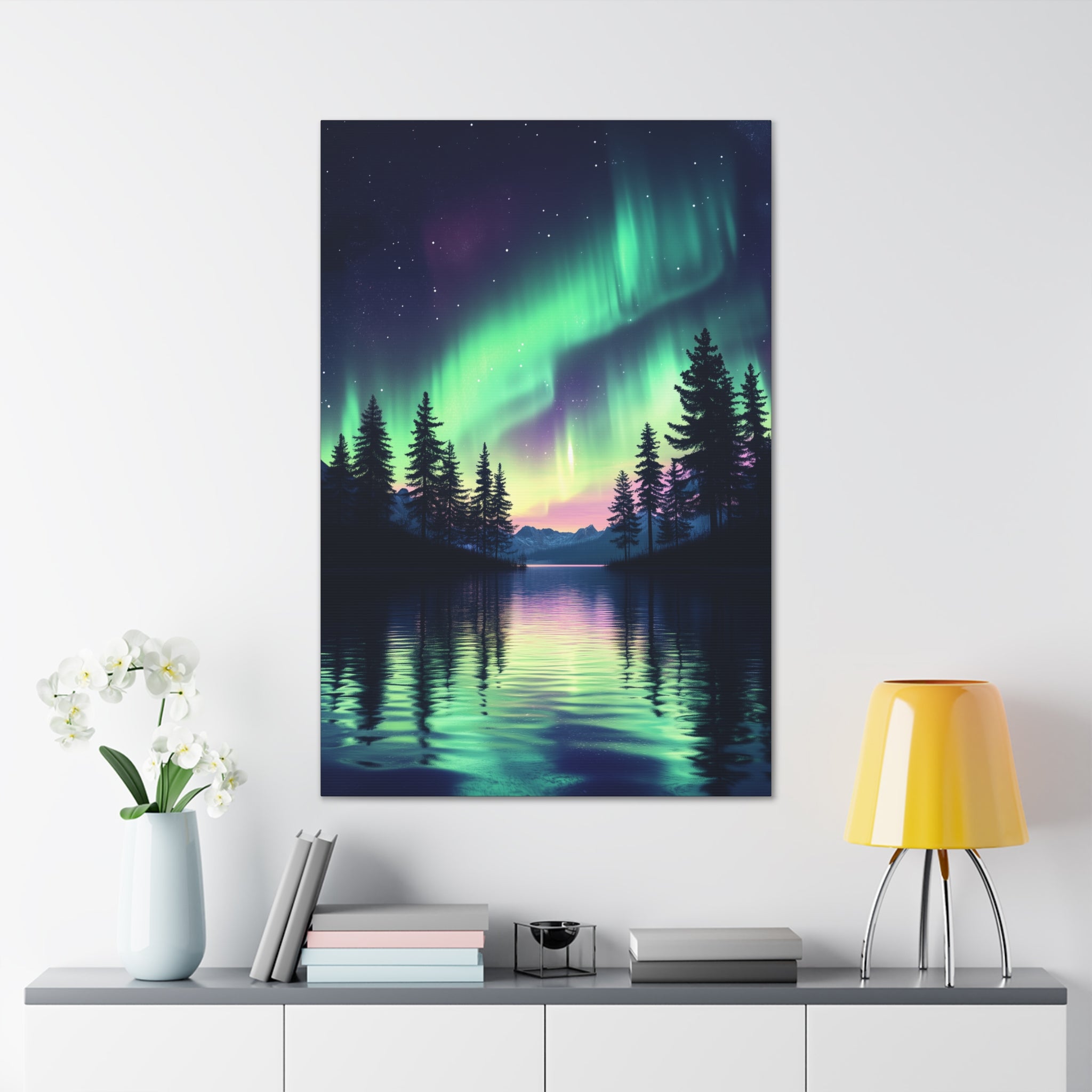 Northern Lights Wonder Canvas Wall Art - SynthFrame