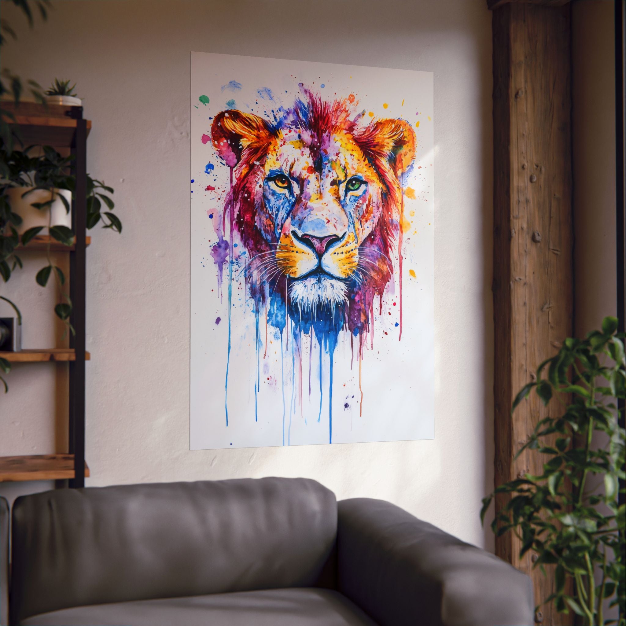 Watercolor Lion Poster