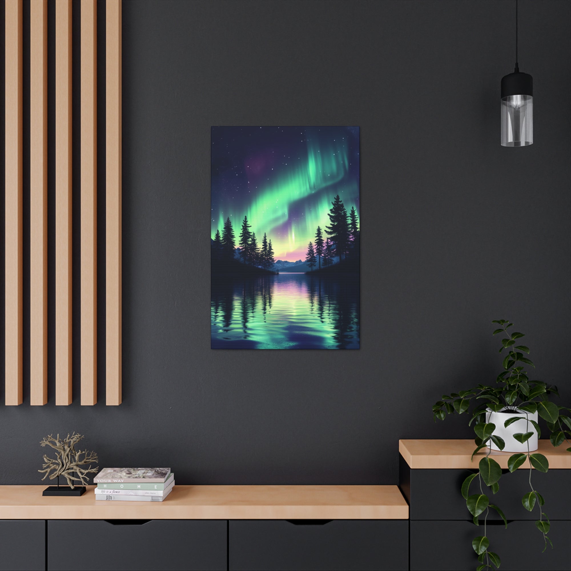 Northern Lights Wonder Canvas Wall Art - SynthFrame