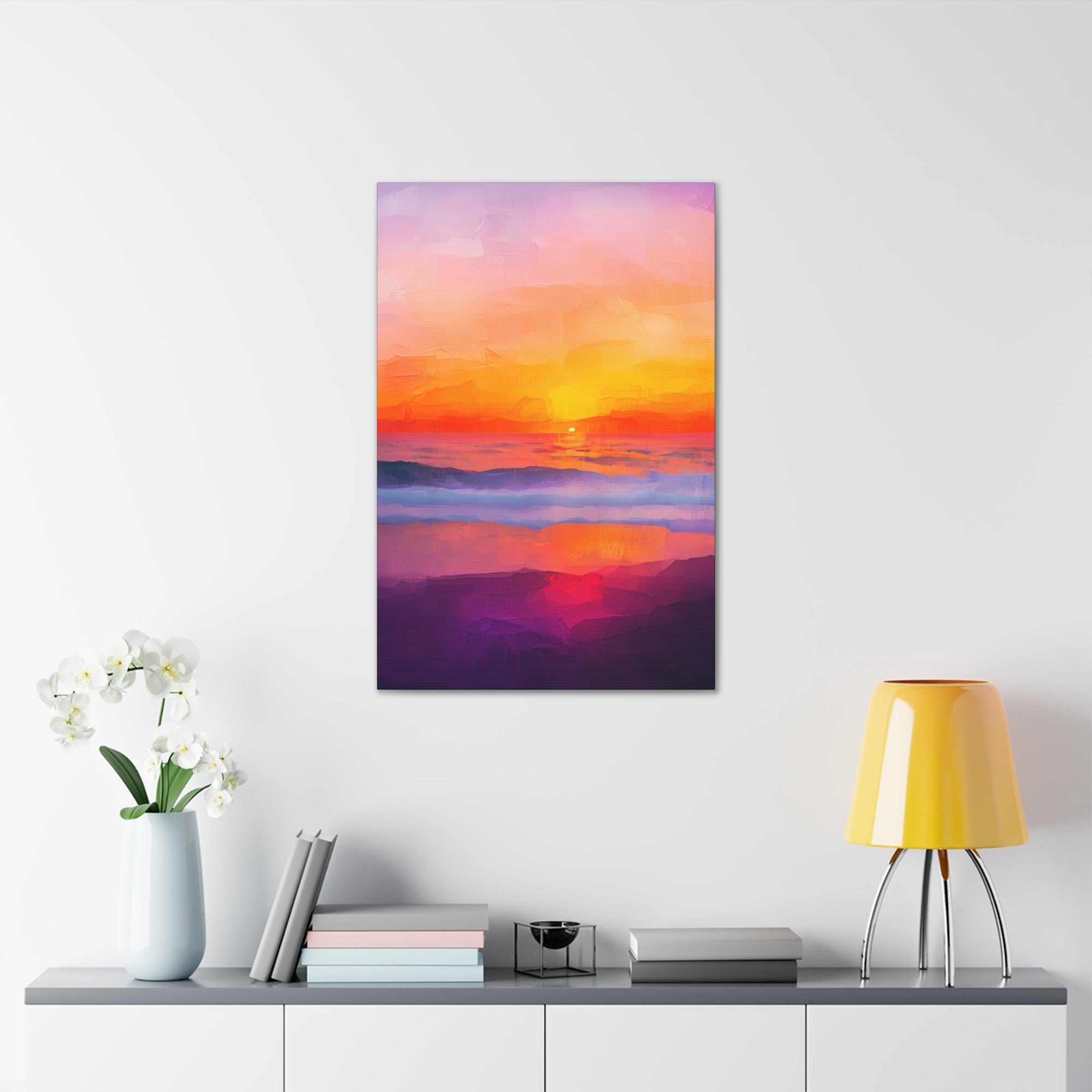 Abstract Coastal Sunset Canvas Wall Art - SynthFrame