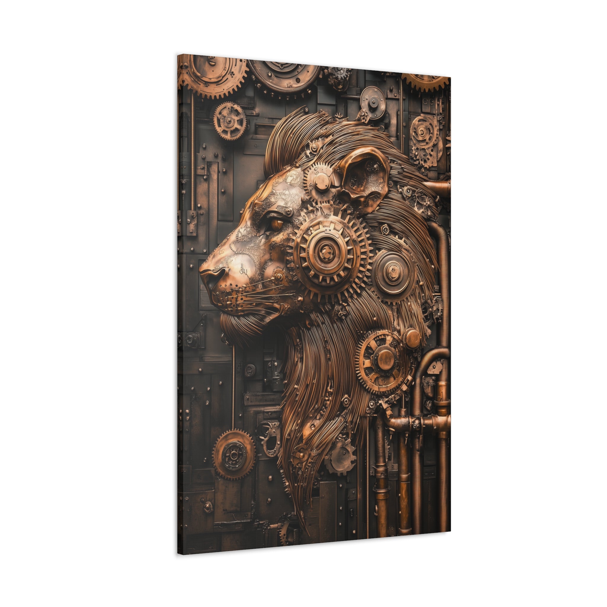 Steampunk Lion Canvas Wall Art - SynthFrame