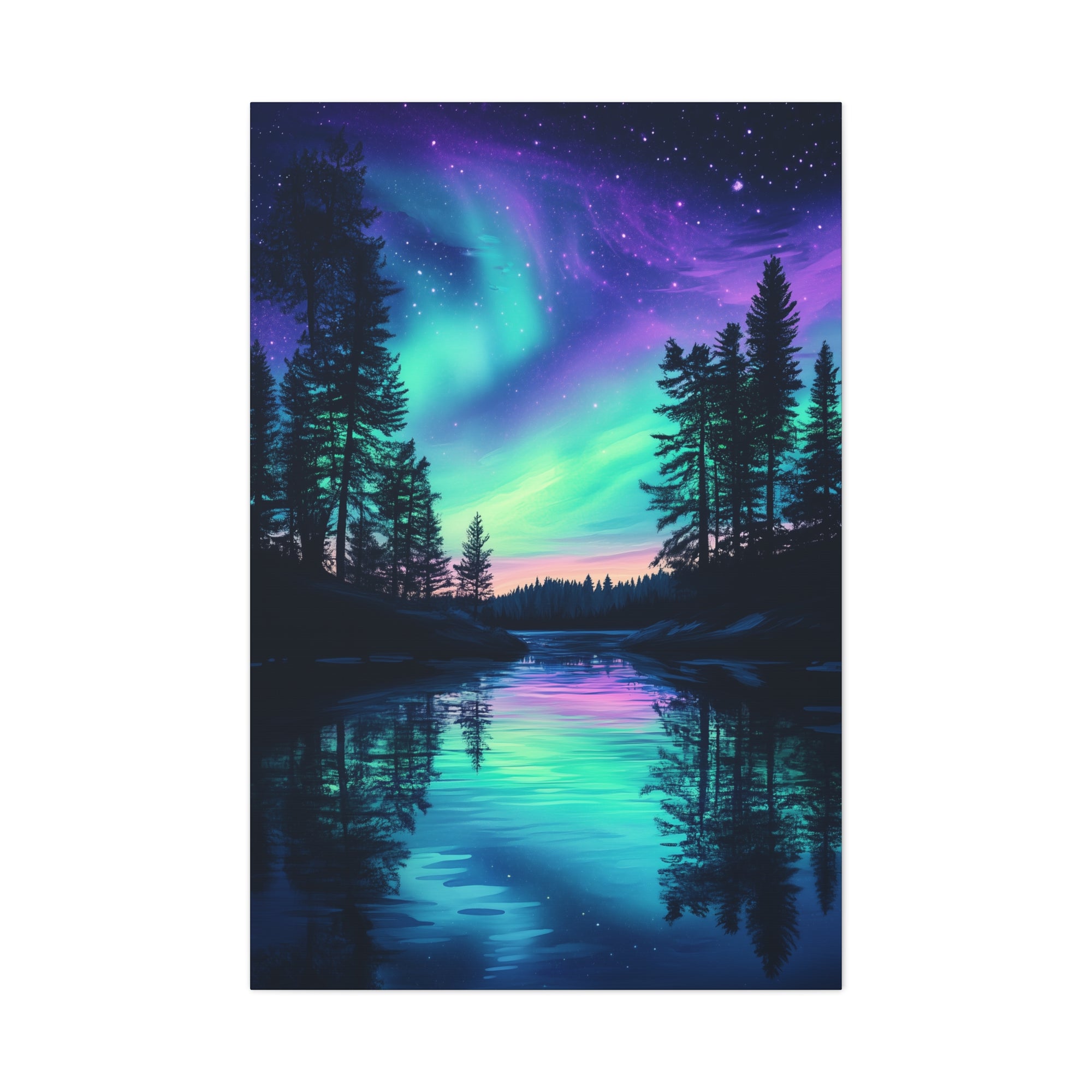 Northern Lights Wonder Canvas Wall Art - SynthFrame