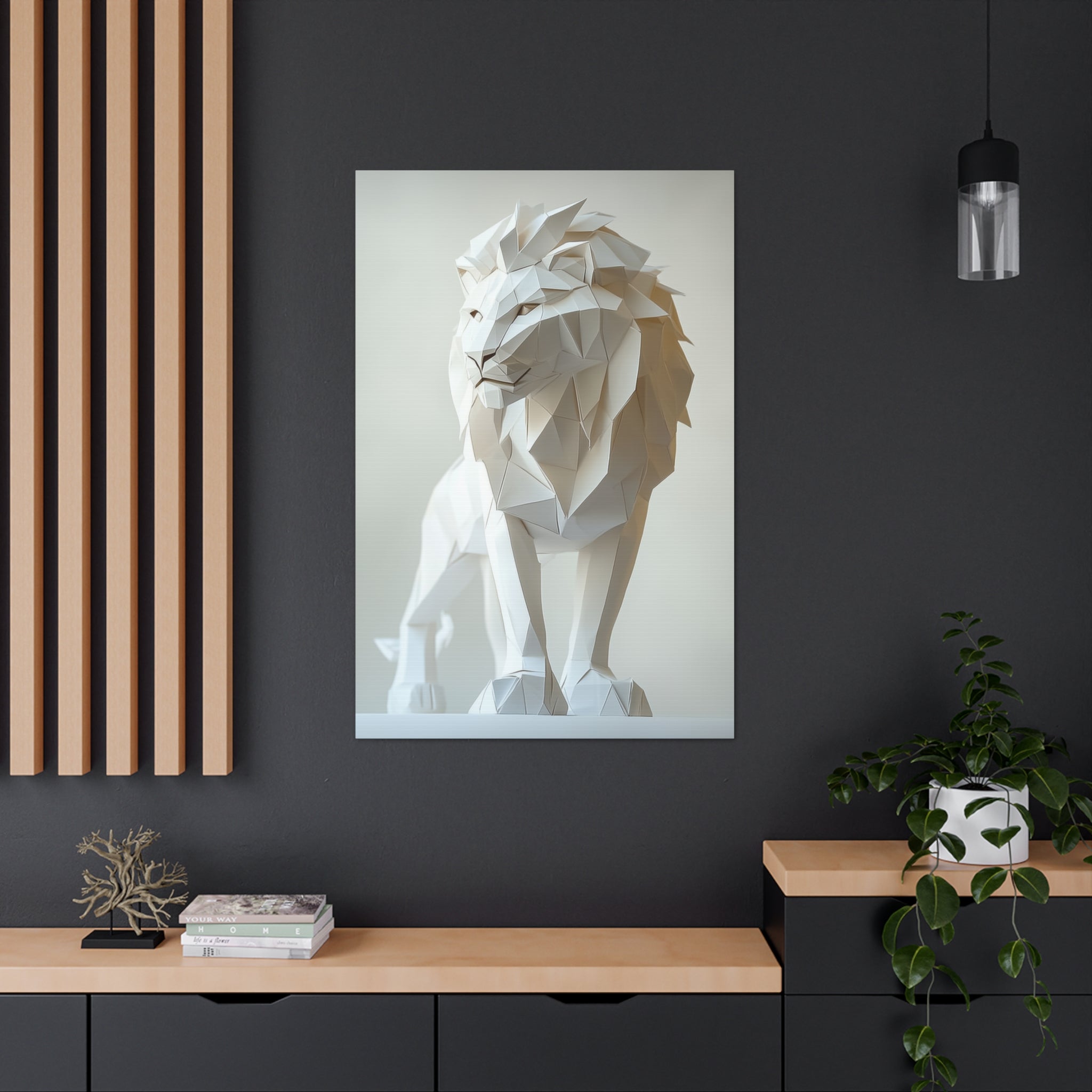 Folded Lion Canvas Wall Art - SynthFrame