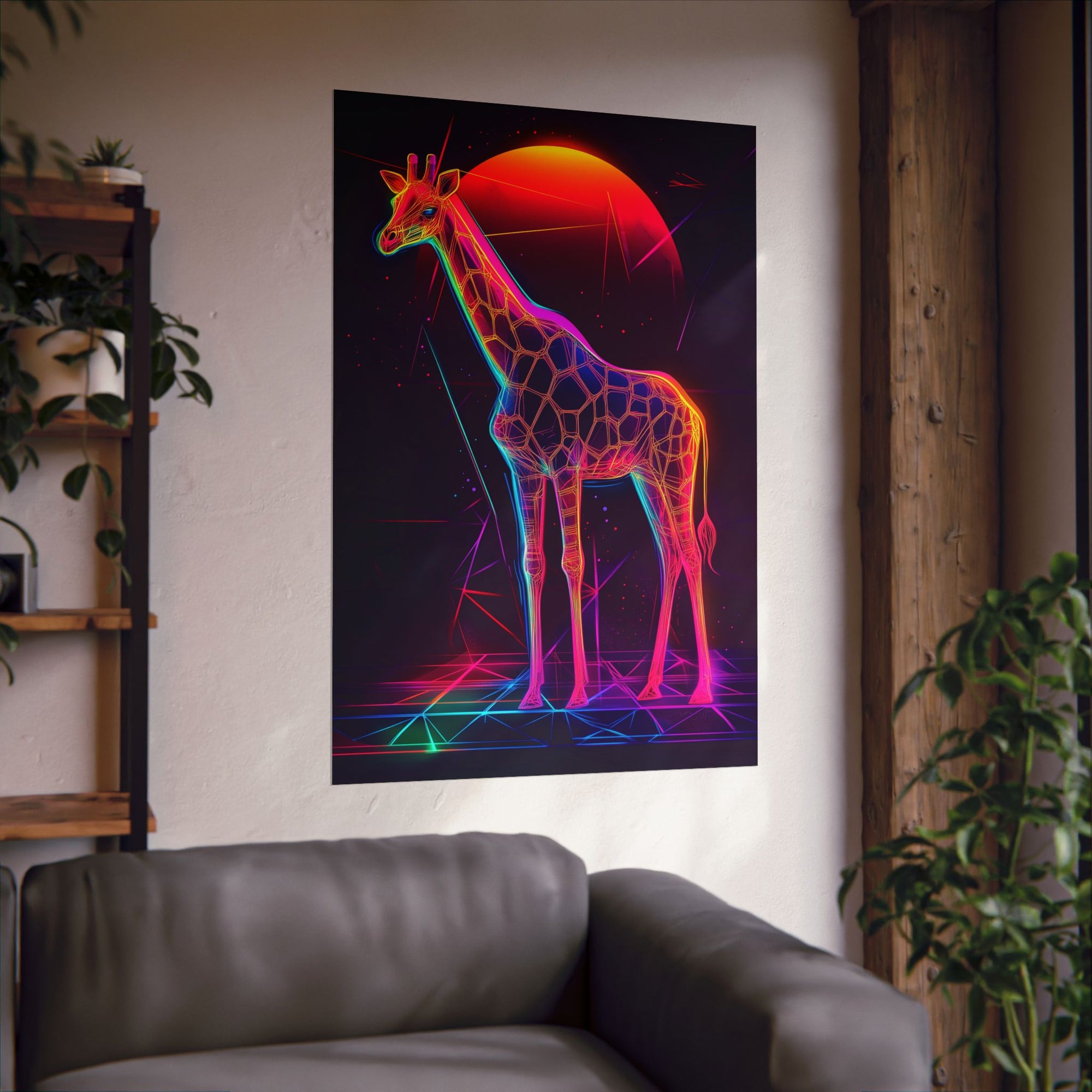 Neon Giraffe Poster