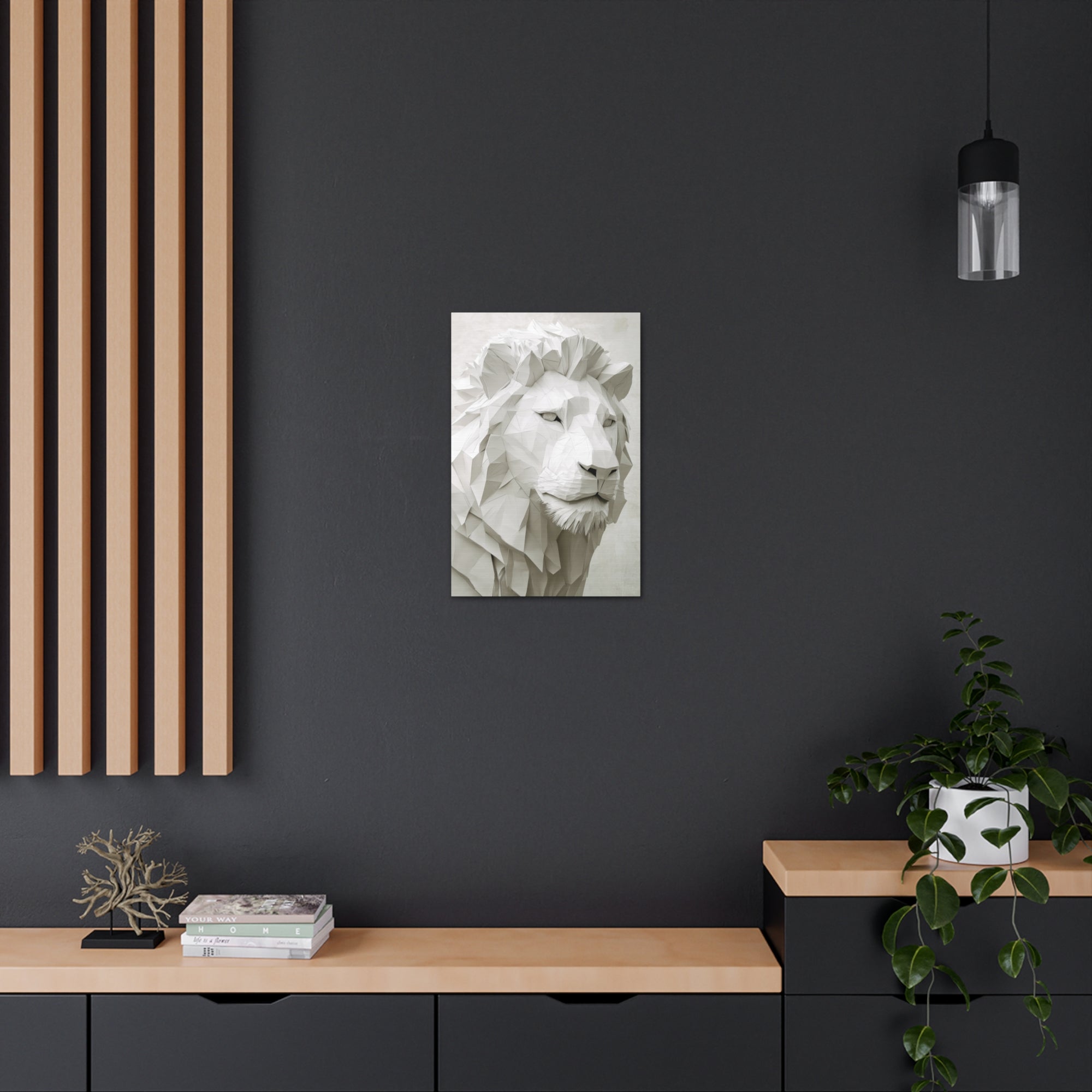 Folded Lion Canvas Wall Art - SynthFrame