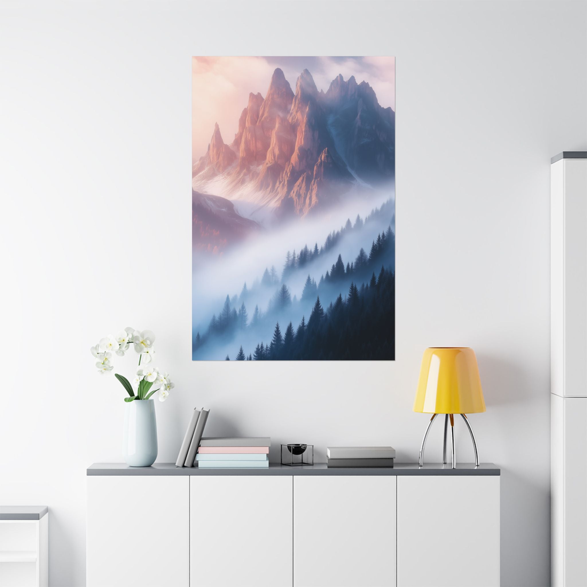 Misty Mountain Dreamscape Poster Wall Art - SynthFrame