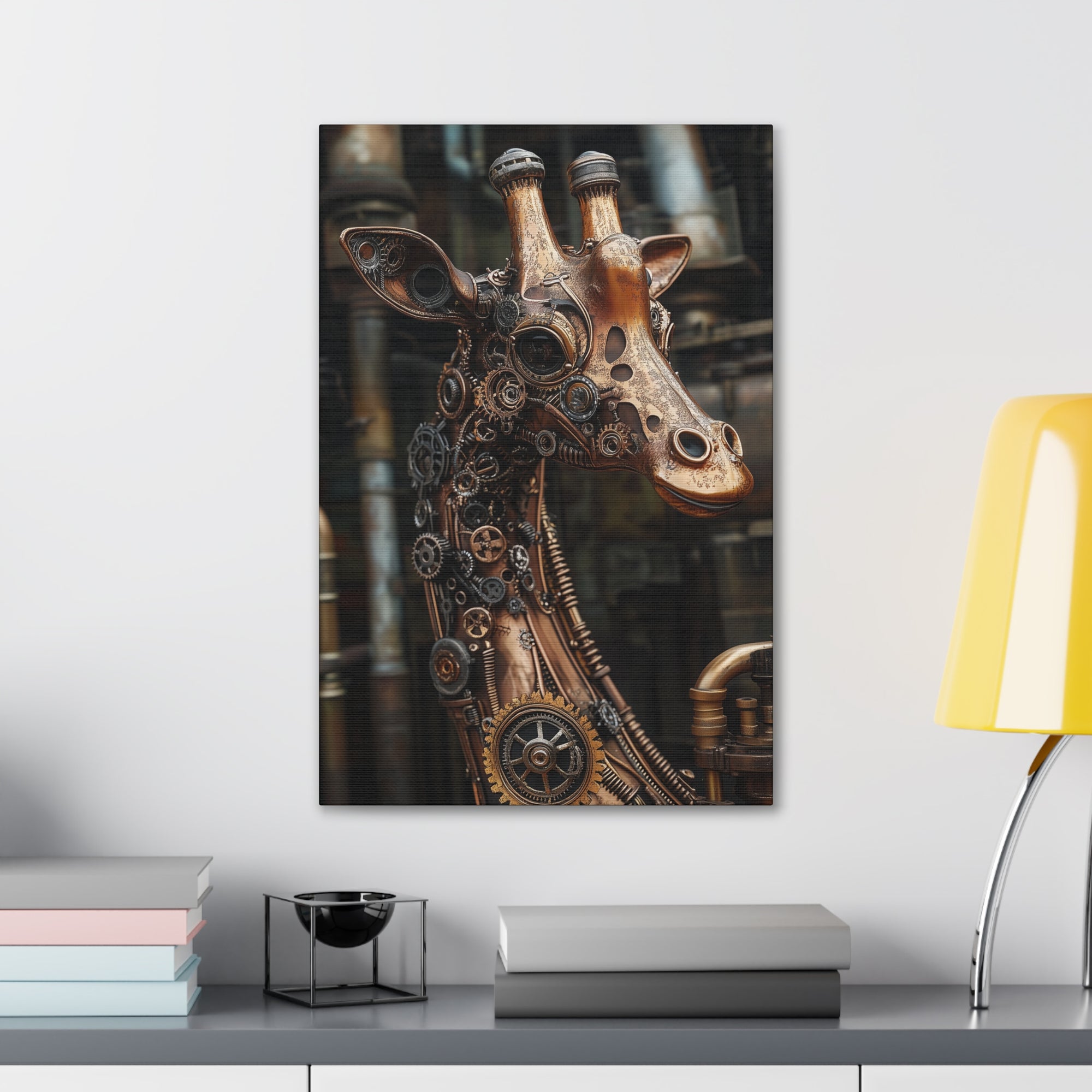 Steampunk Giraffe Canvas Wall Art - SynthFrame