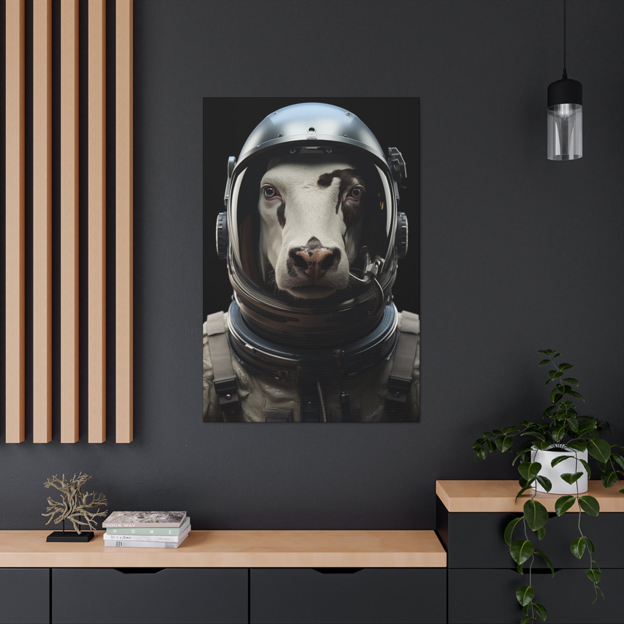 AstroCow 1 Canvas Wall Art - SynthFrame