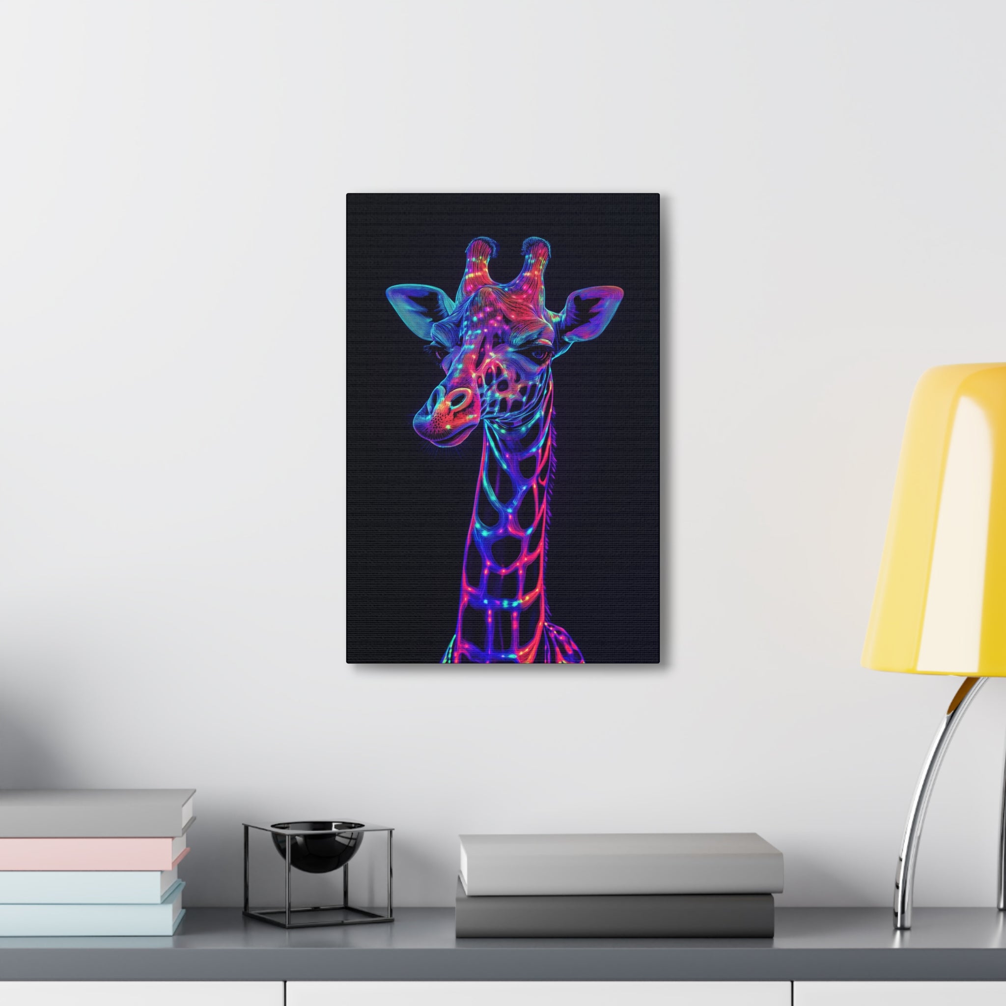 Neon Giraffe Canvas Wall Art - SynthFrame